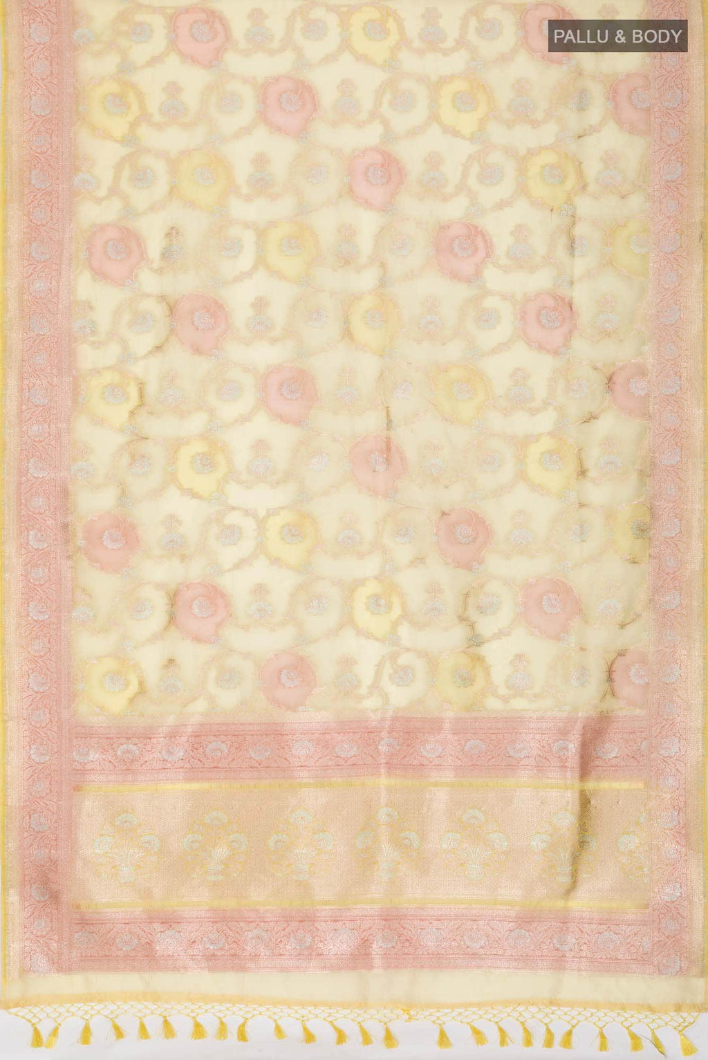 Yellow Blended Organza Silk Saree