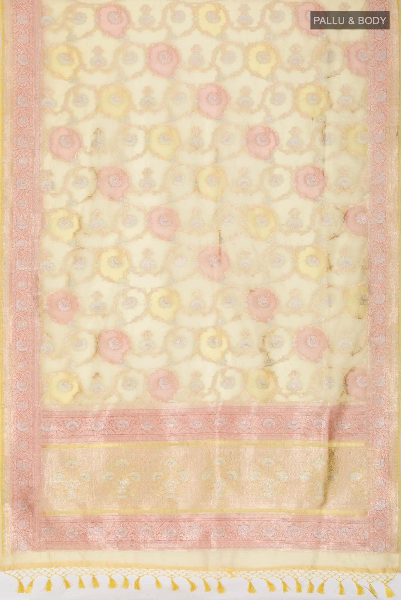 Yellow Blended Organza Silk Saree