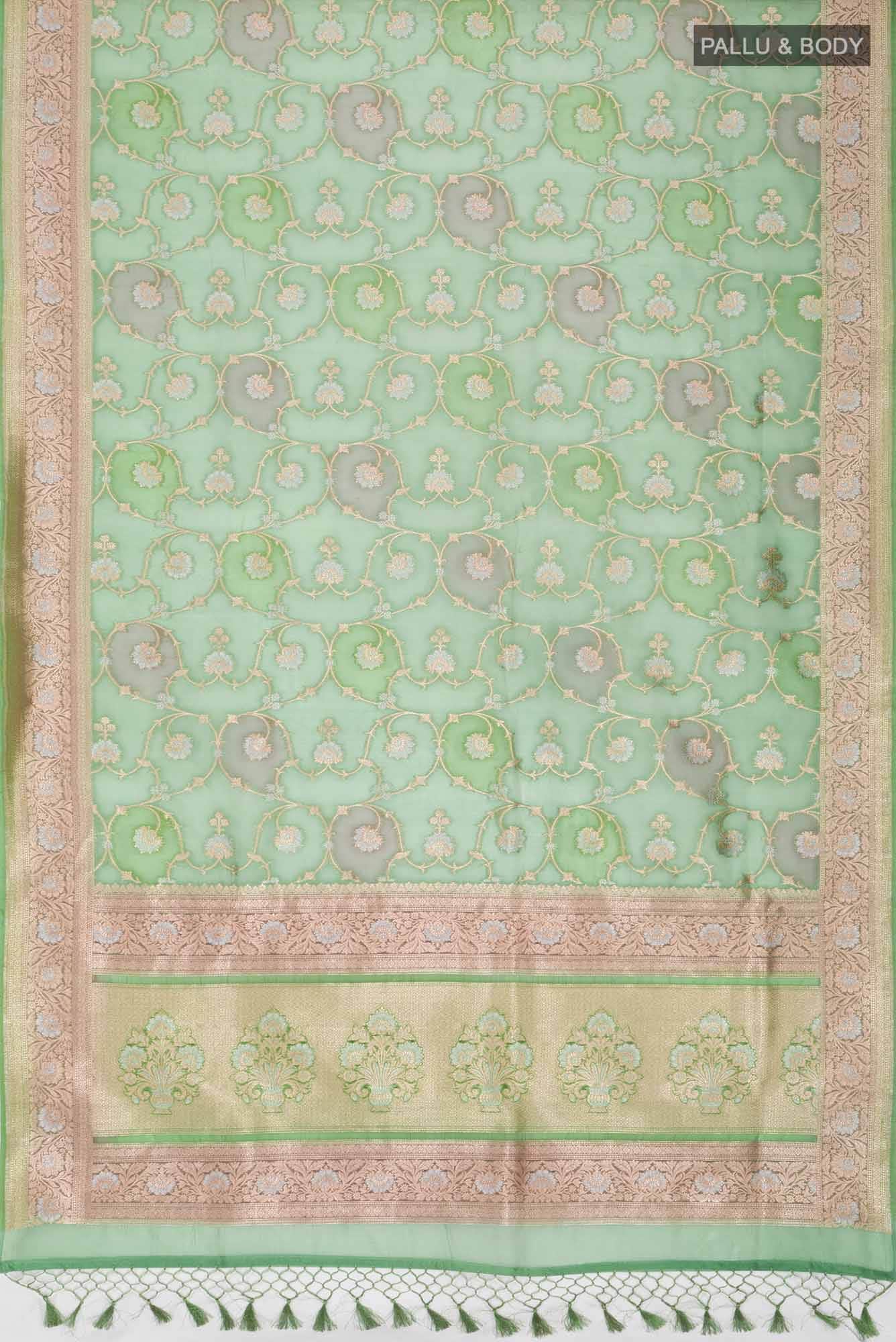 Green Blended Organza Silk Saree