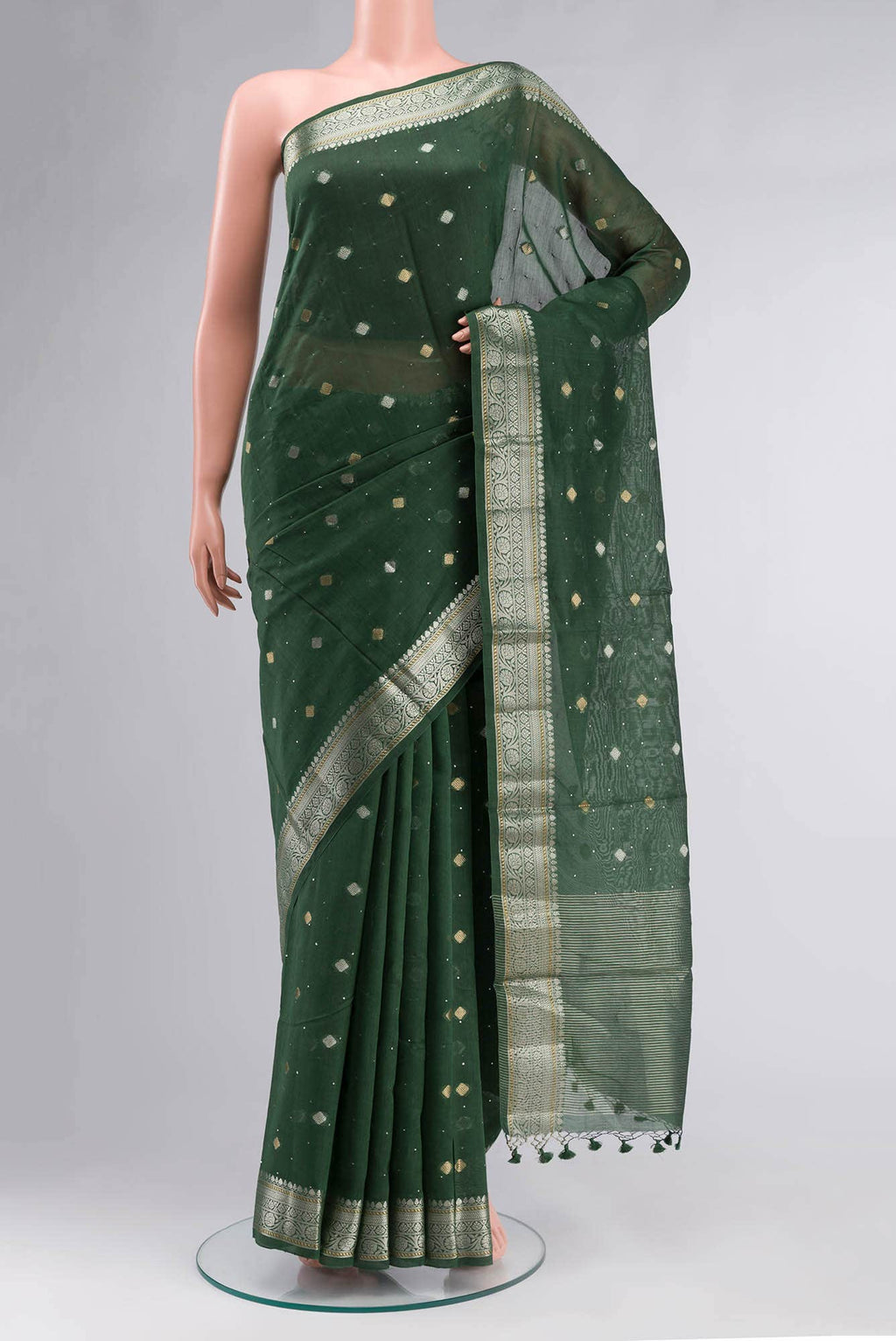 Green Banarasi Silk Cotton Saree