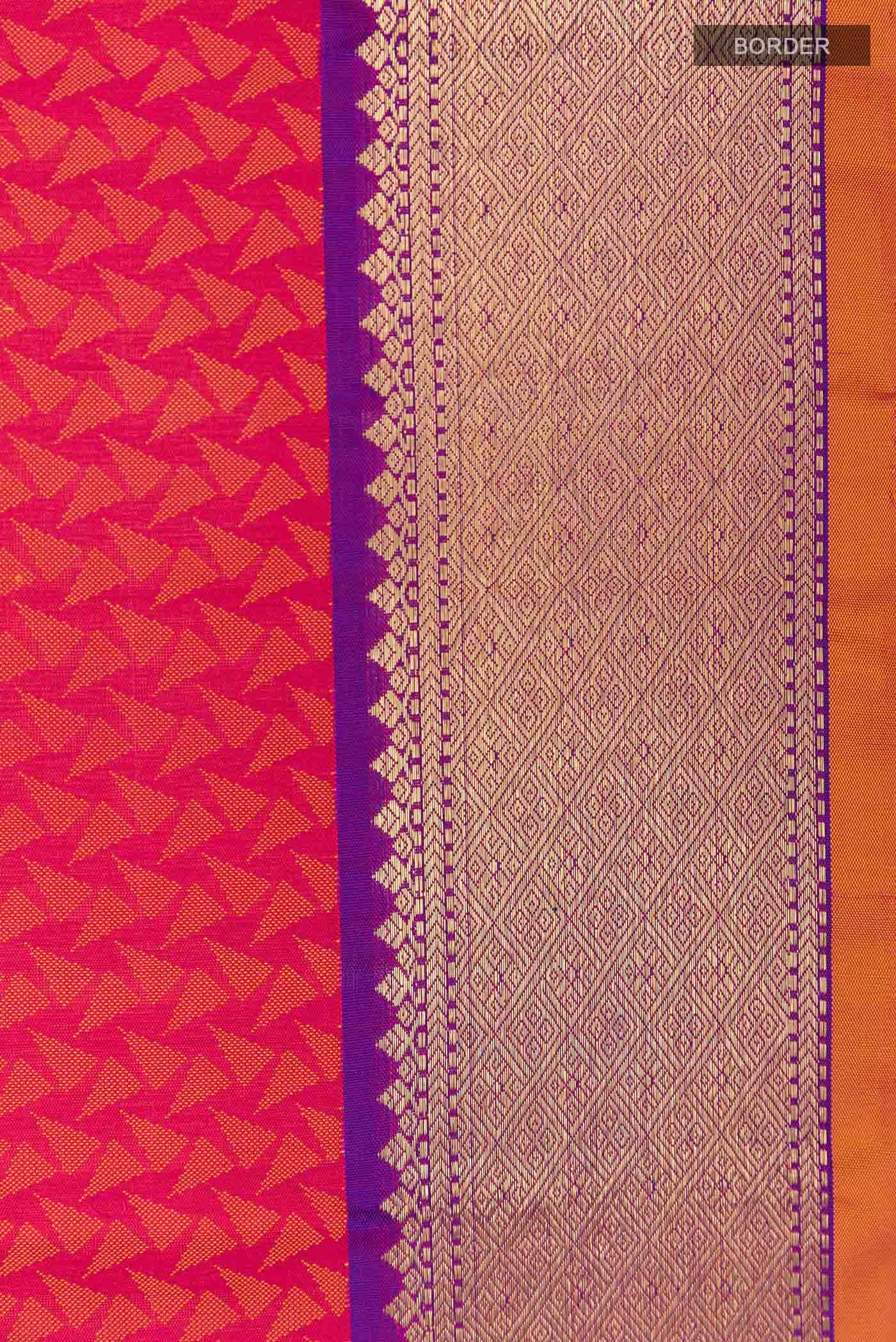 Dark Pink Dual Tone Kanchipuram Silk Saree