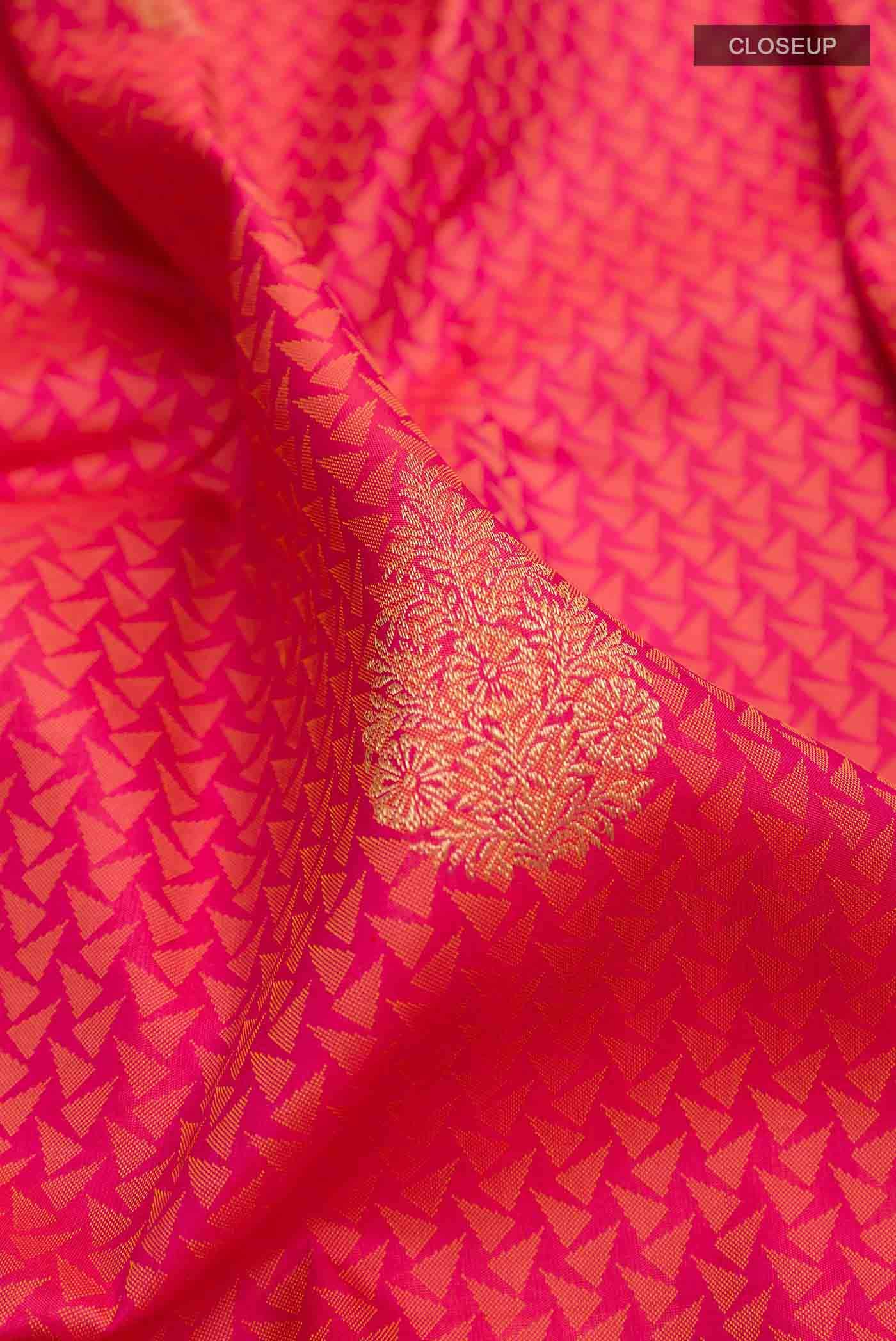 Dark Pink Dual Tone Kanchipuram Silk Saree