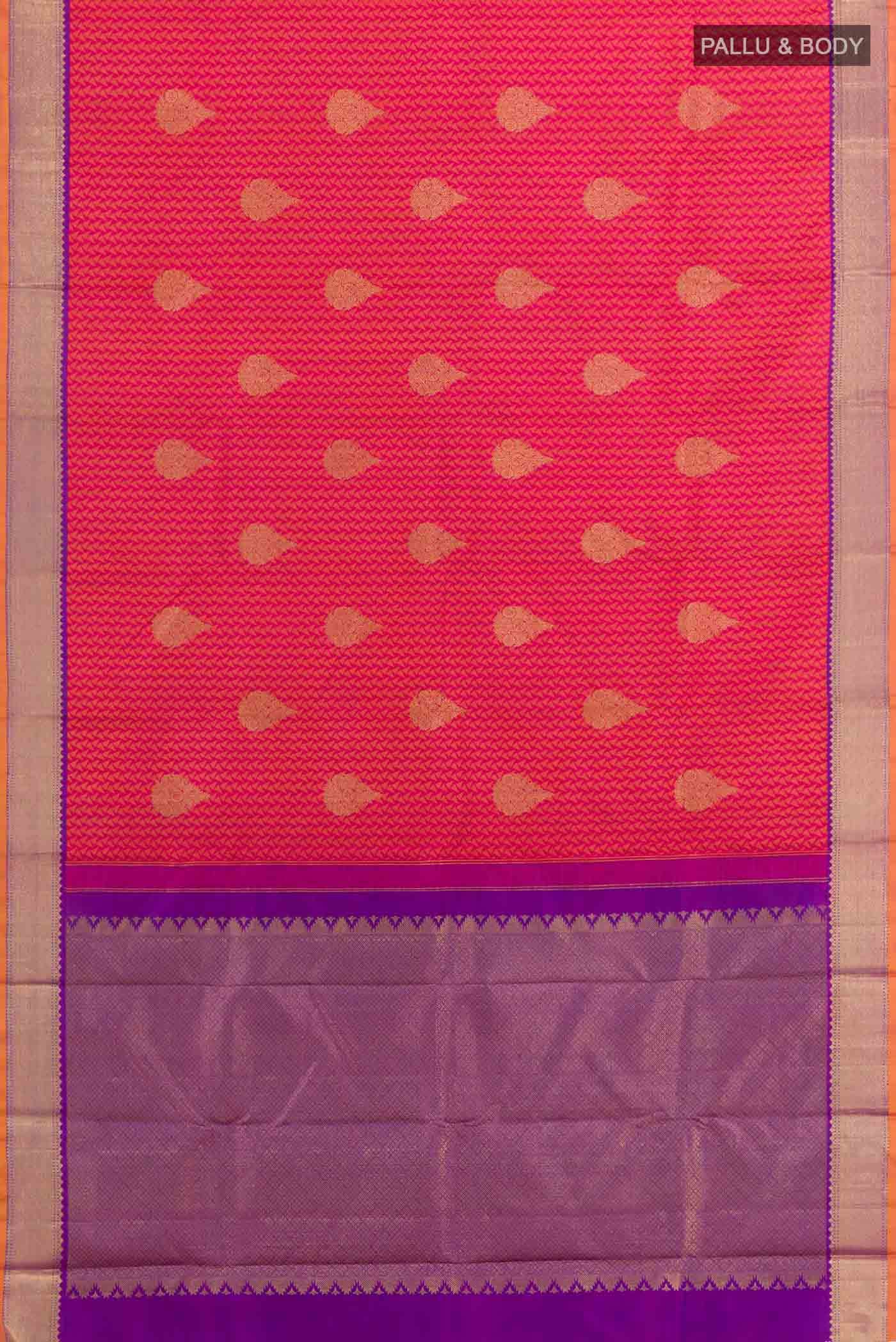 Dark Pink Dual Tone Kanchipuram Silk Saree