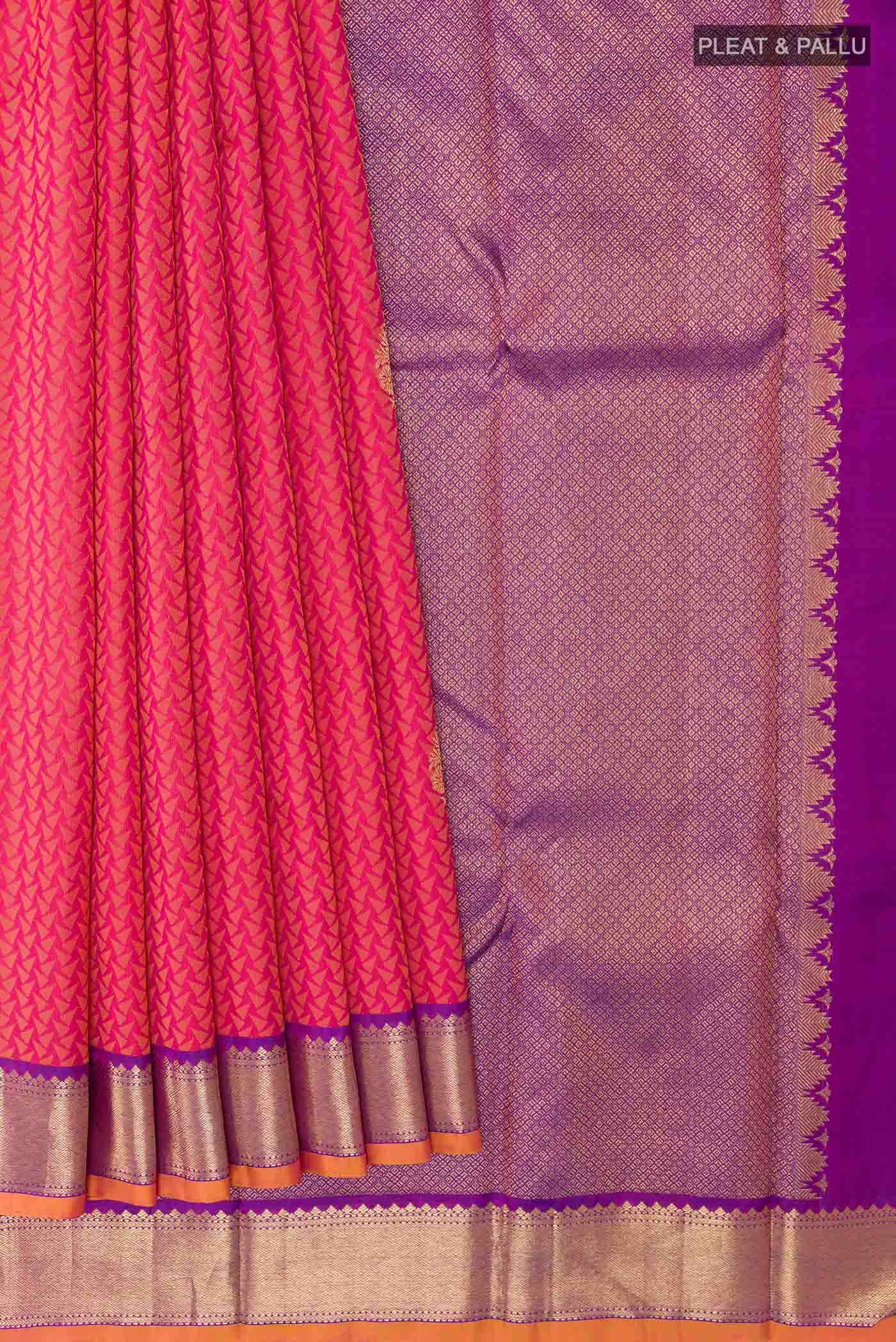 Dark Pink Dual Tone Kanchipuram Silk Saree