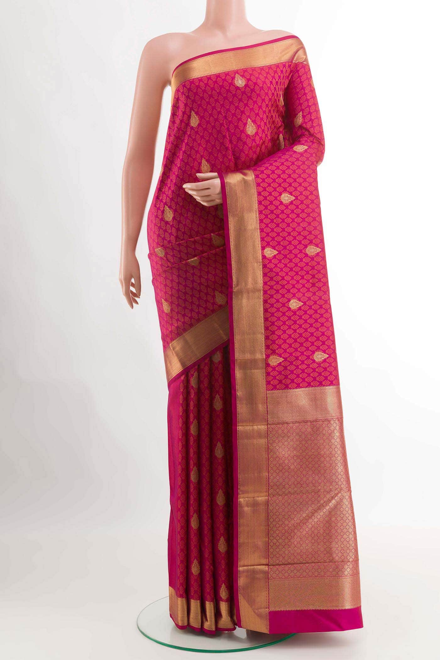 Dark Pink Kanchipuram Silk Saree