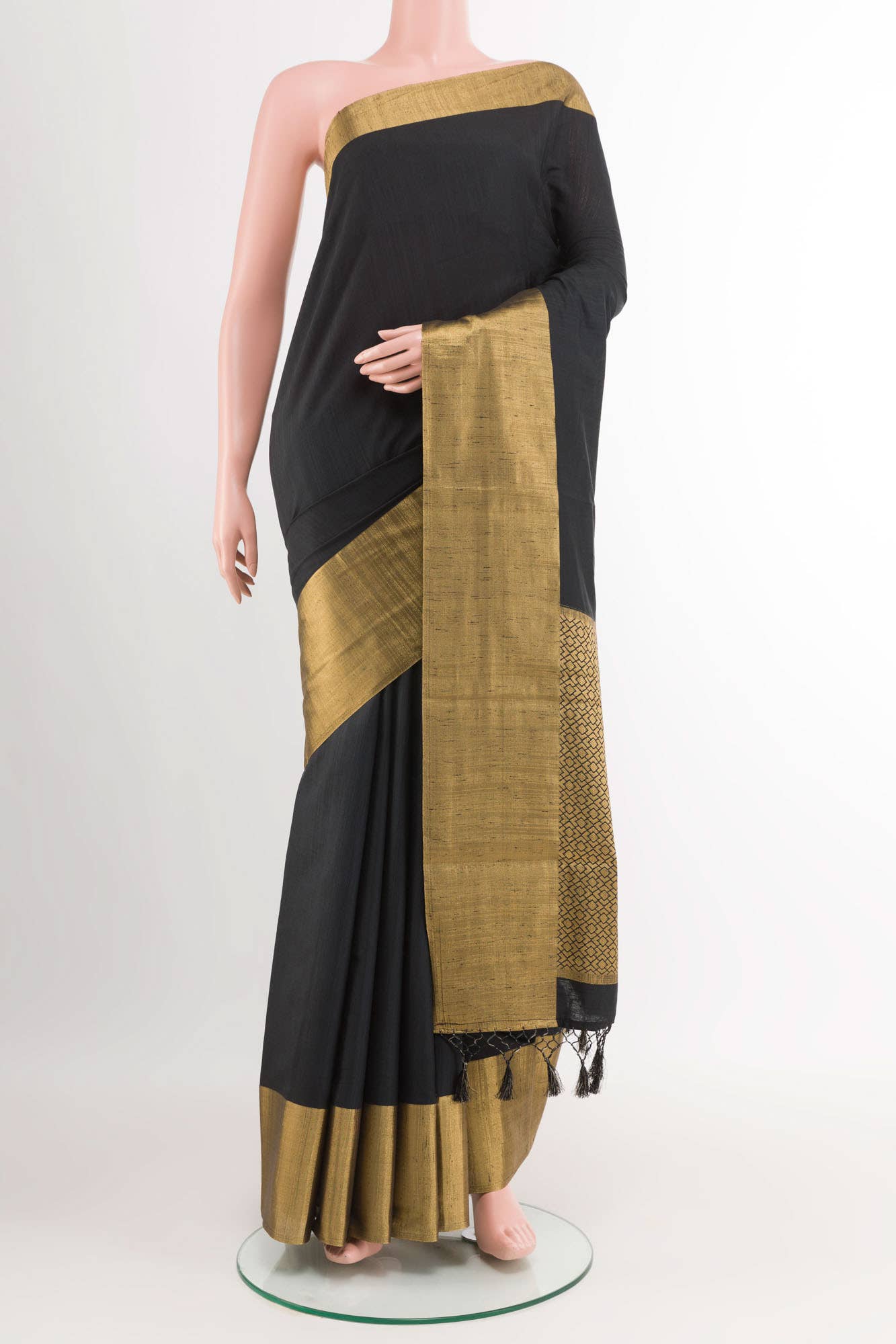 Black Blended Art Silk Saree