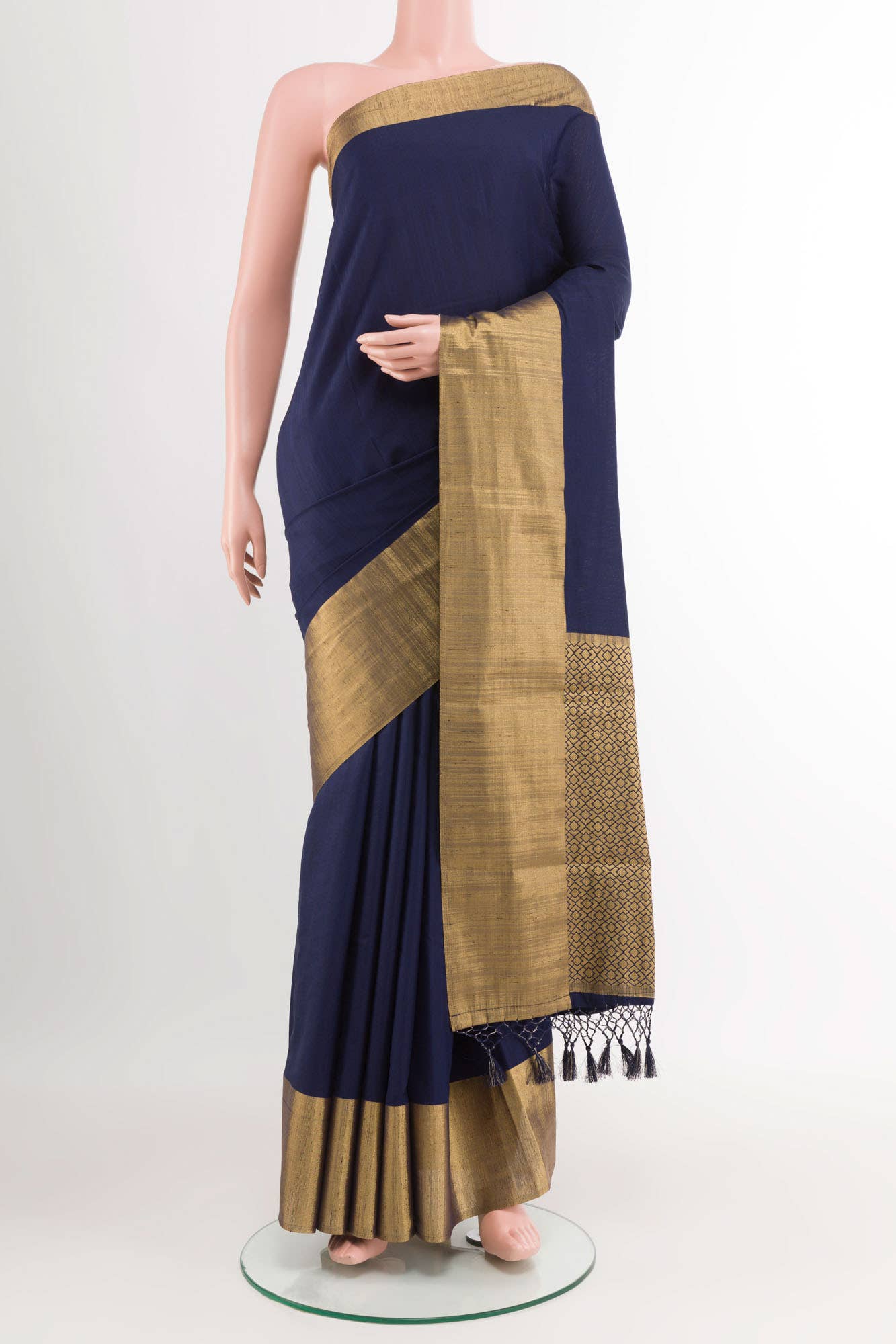 Dark Blue Blended Art Silk Saree