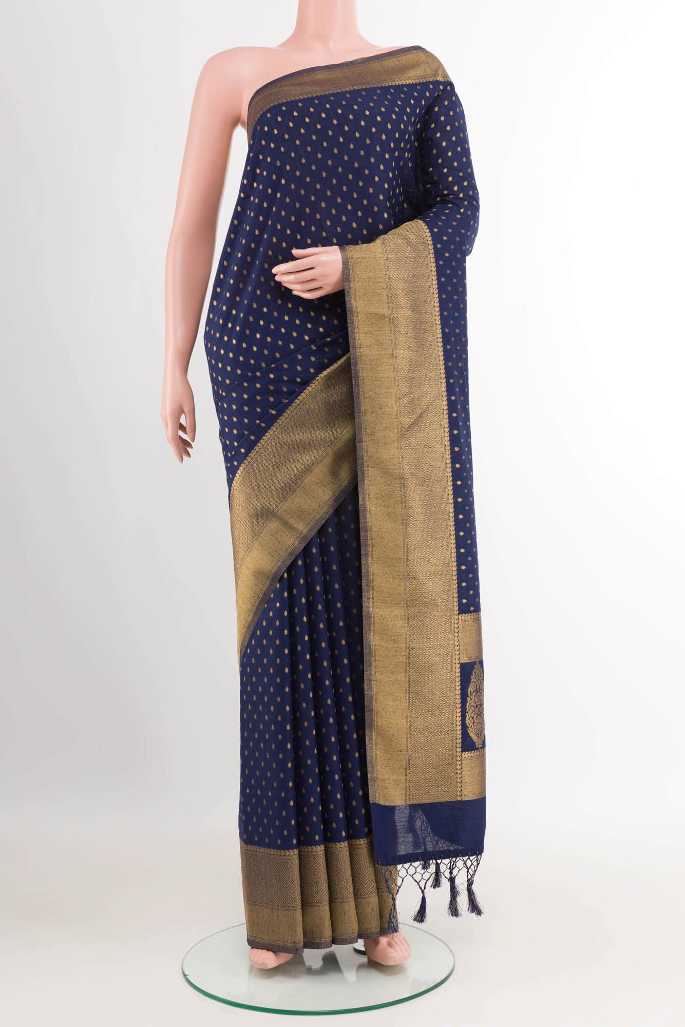 Dark Blue Blended Art Silk Saree