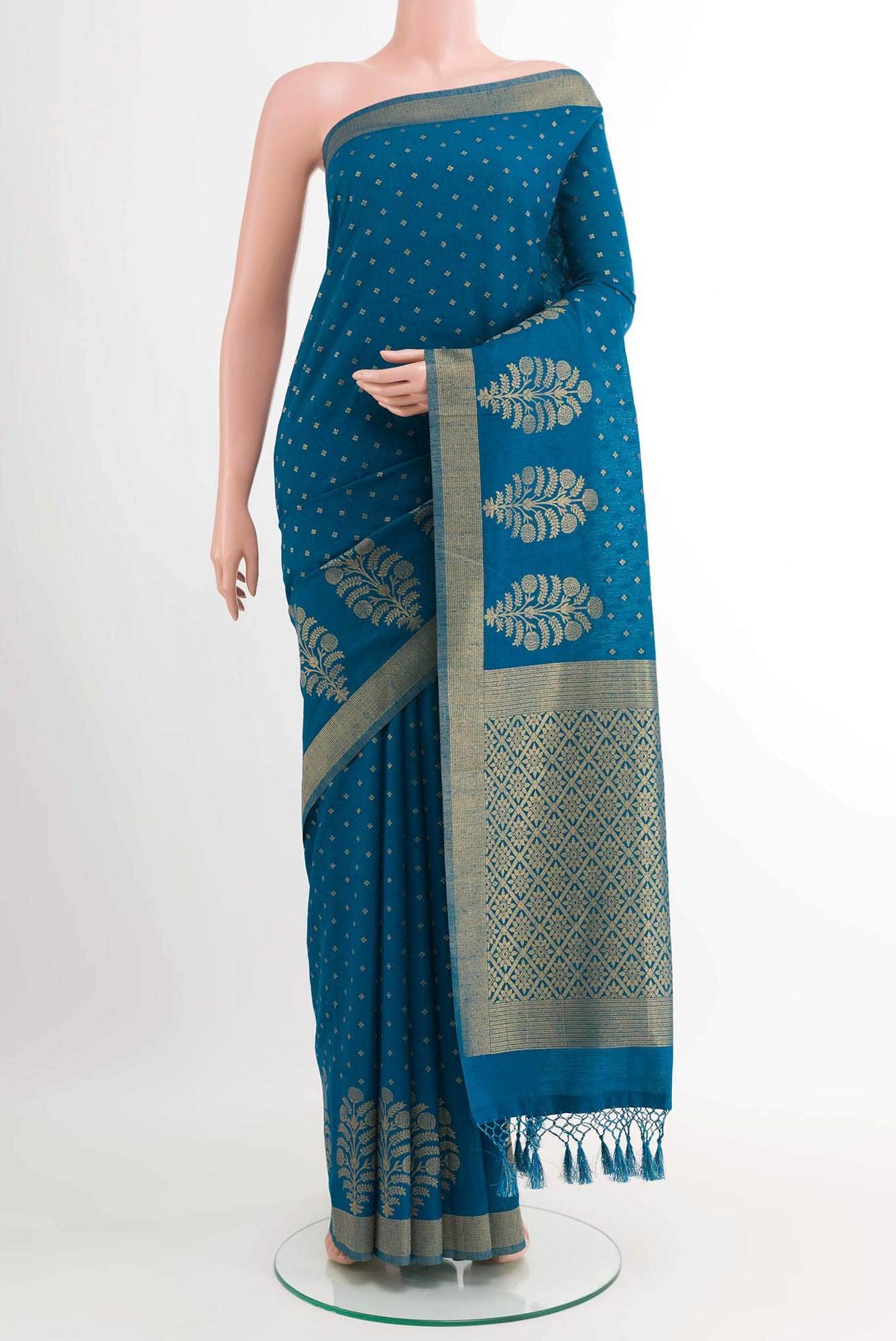 Blue Blended Art Silk Saree