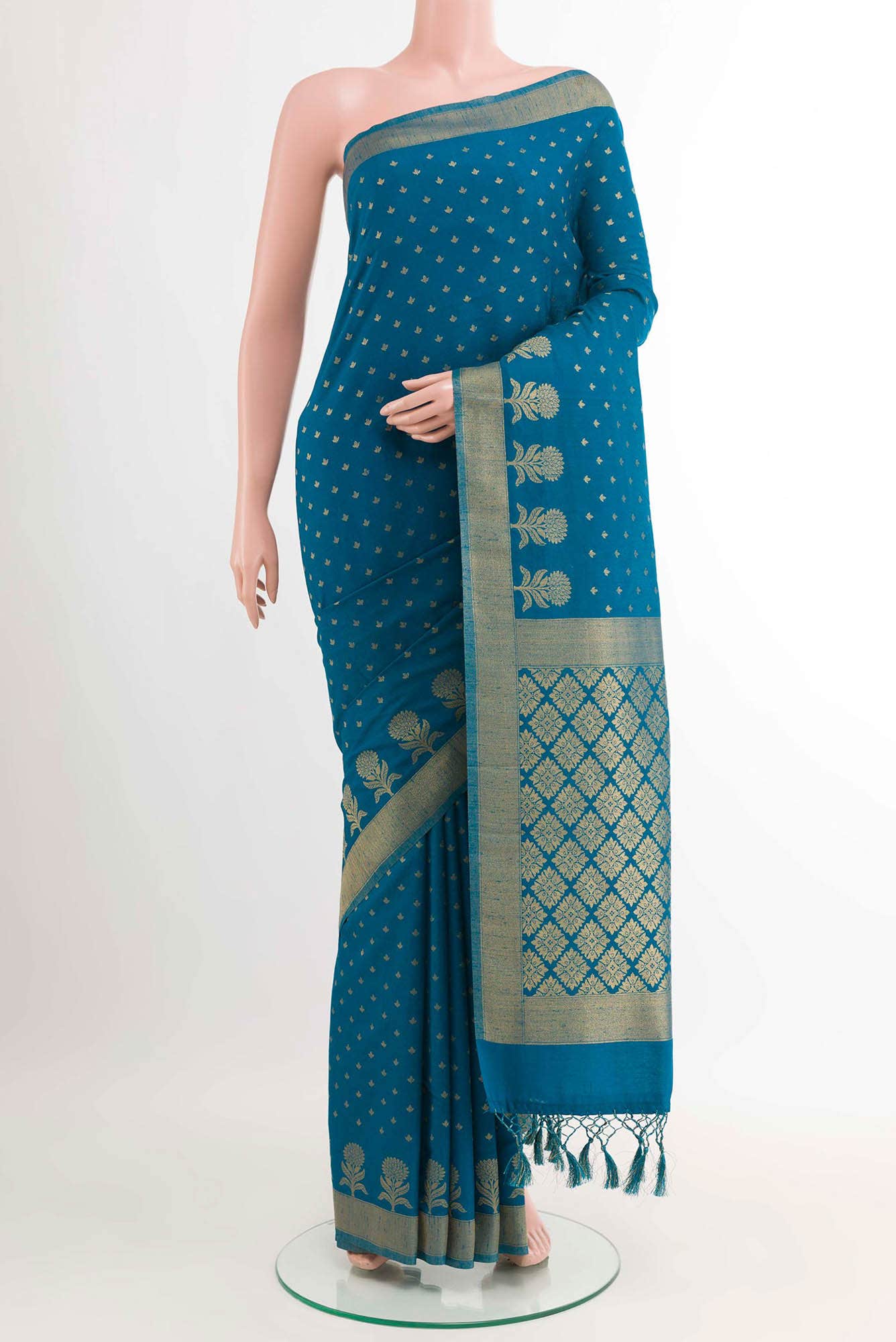 Blue Blended Art Silk Saree
