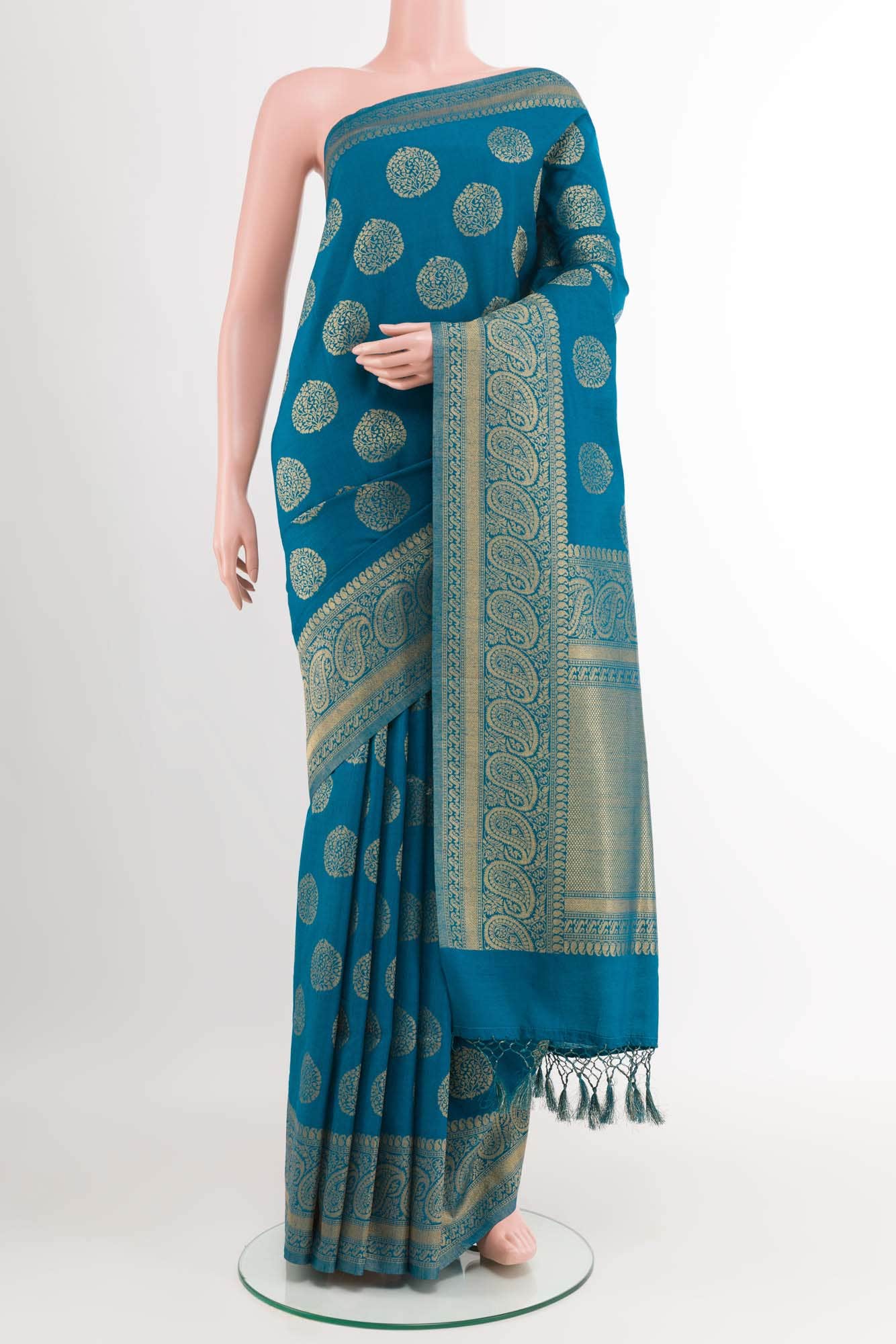 Blue Blended Art Silk Saree