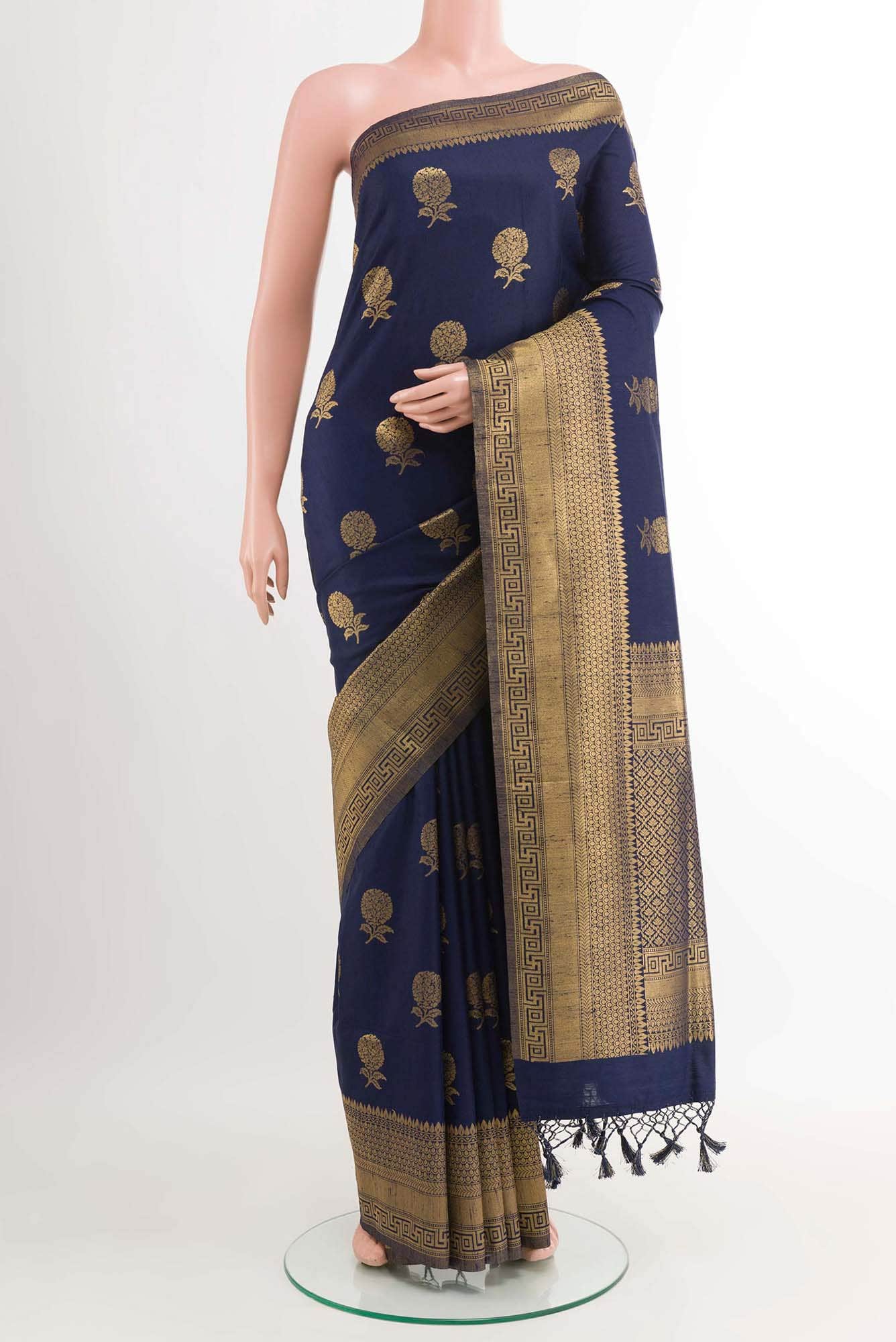 Blue Blended Art Silk Saree