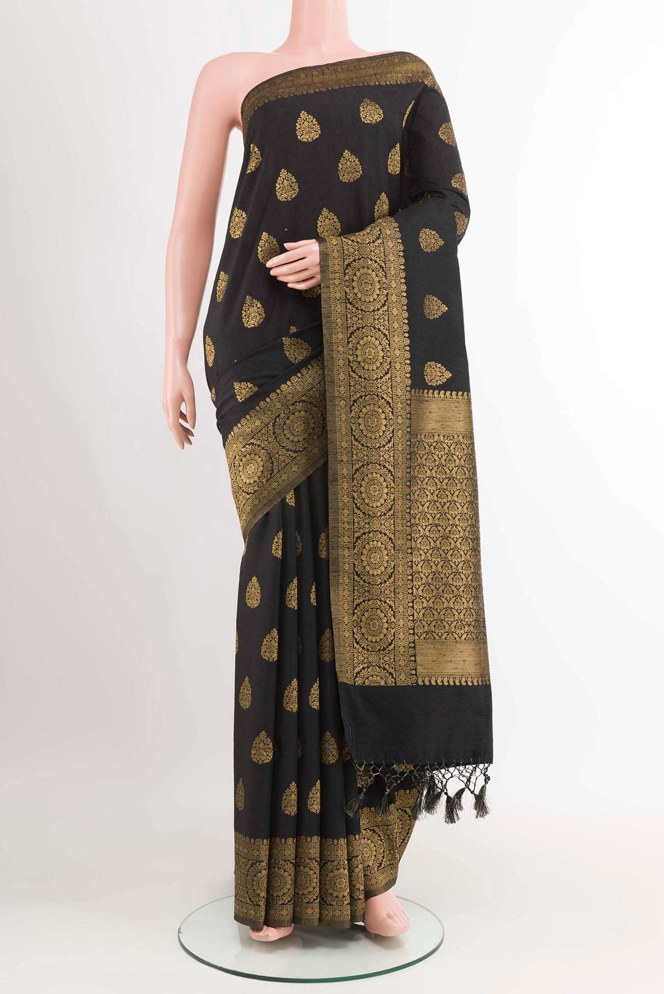 Black Blended Art Silk Saree