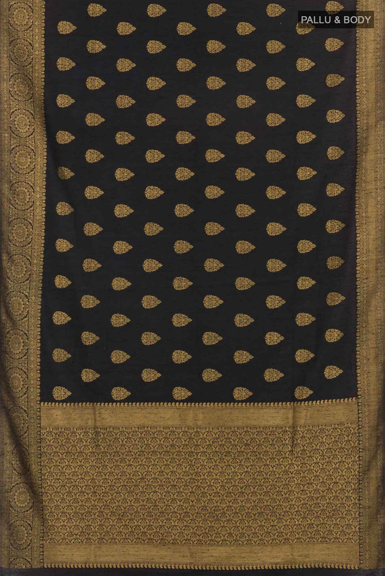 Black Blended Art Silk Saree