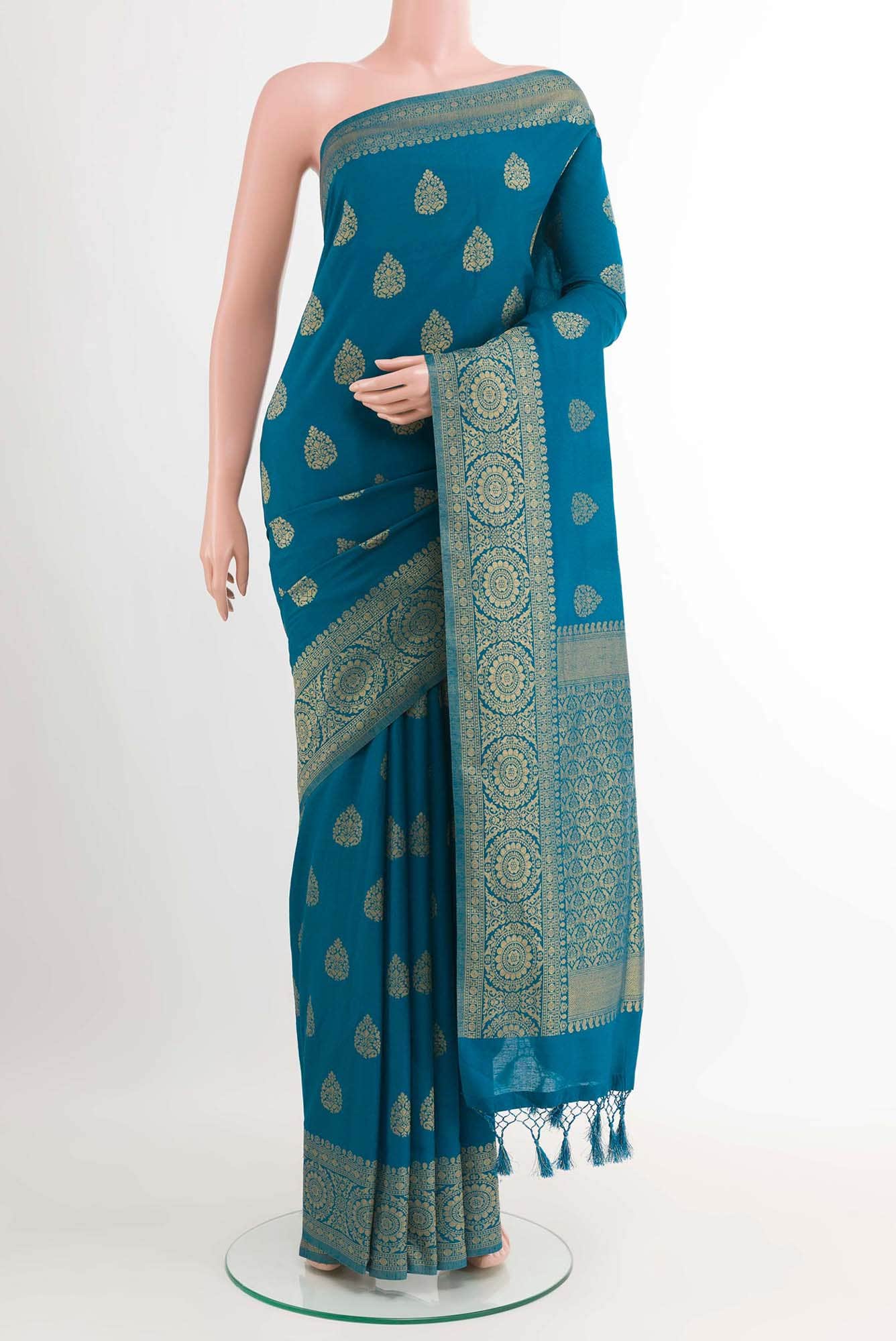 Blue Blended Art Silk Saree