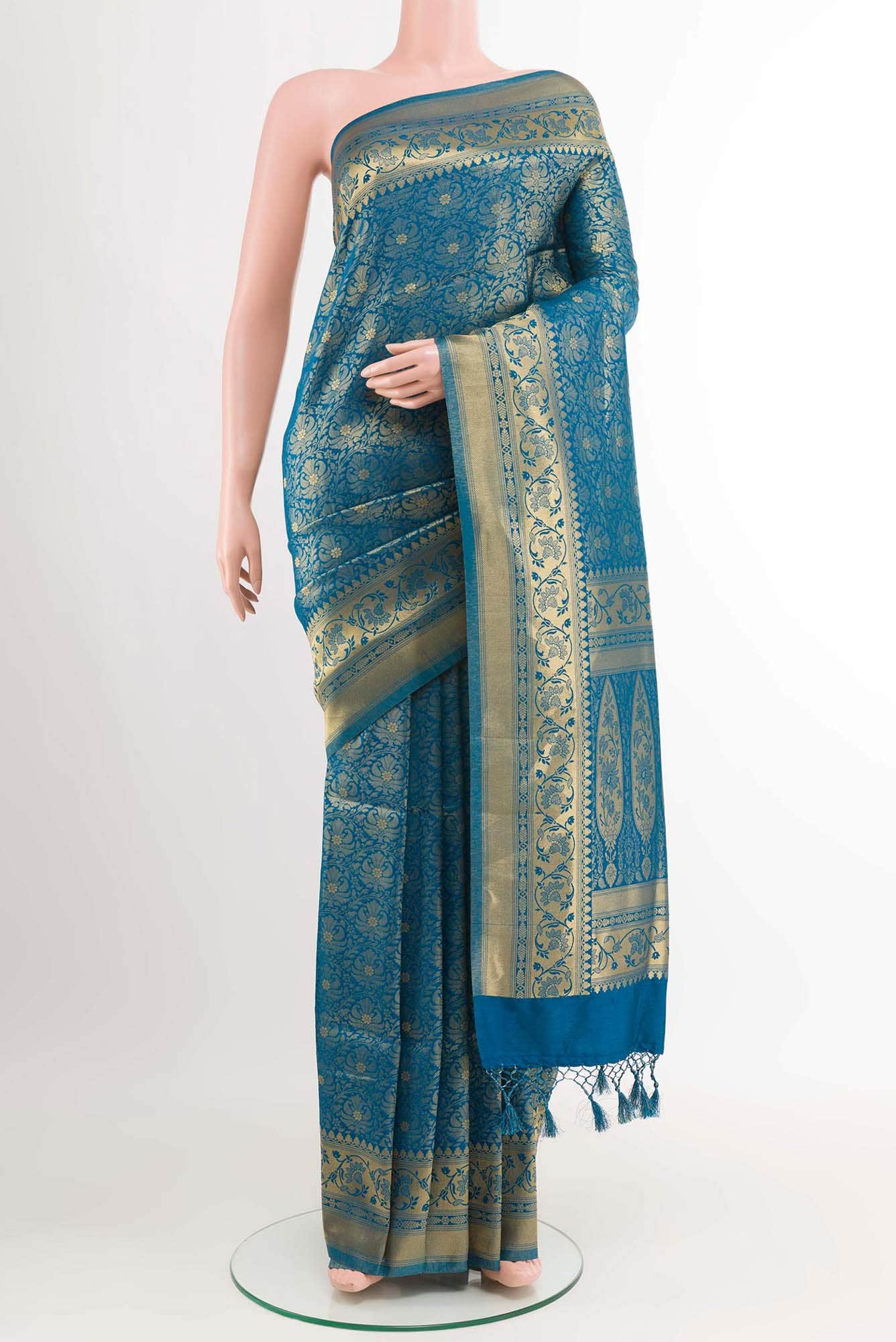 Blue Blended Art Silk Saree