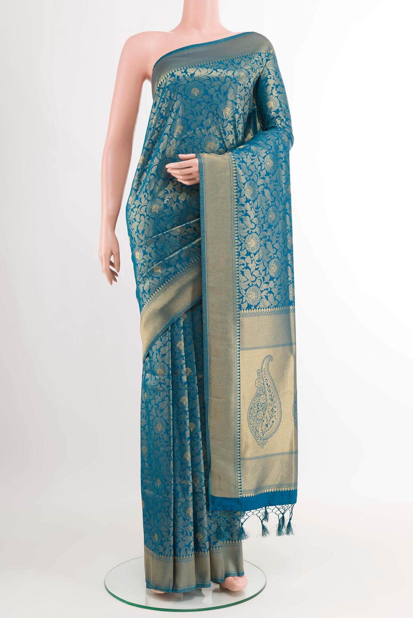 Blue Blended Art Silk Saree
