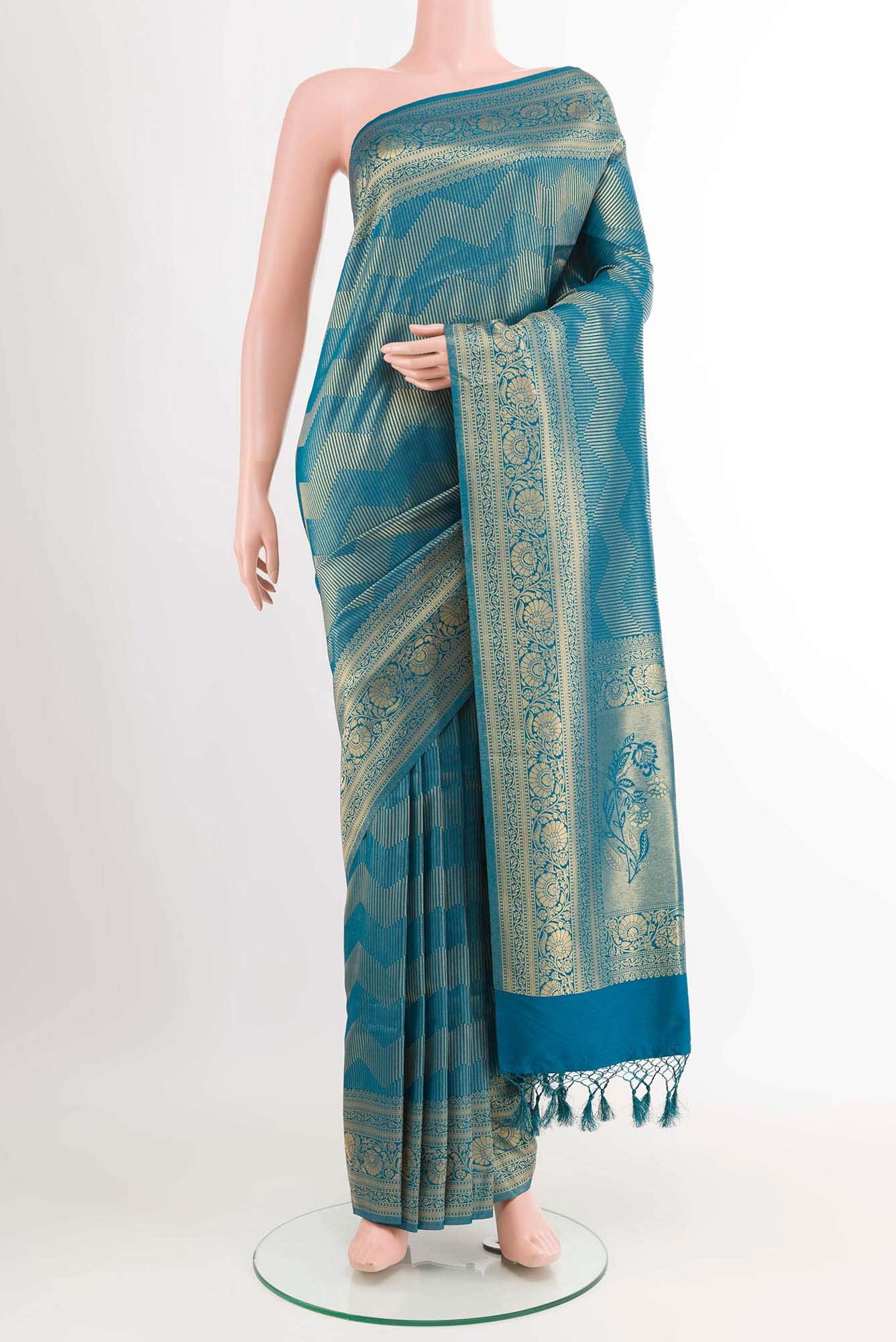 Blue Blended Art Silk Saree