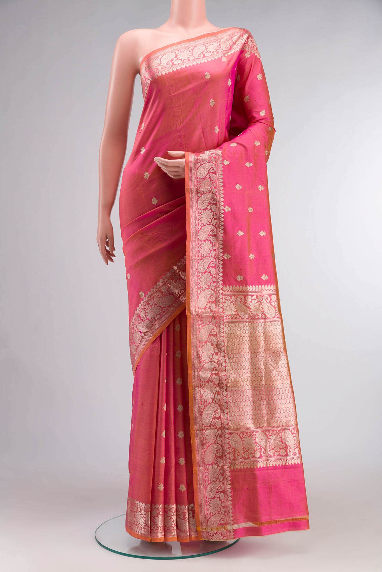 Pink Banarasi Katan Silk Saree