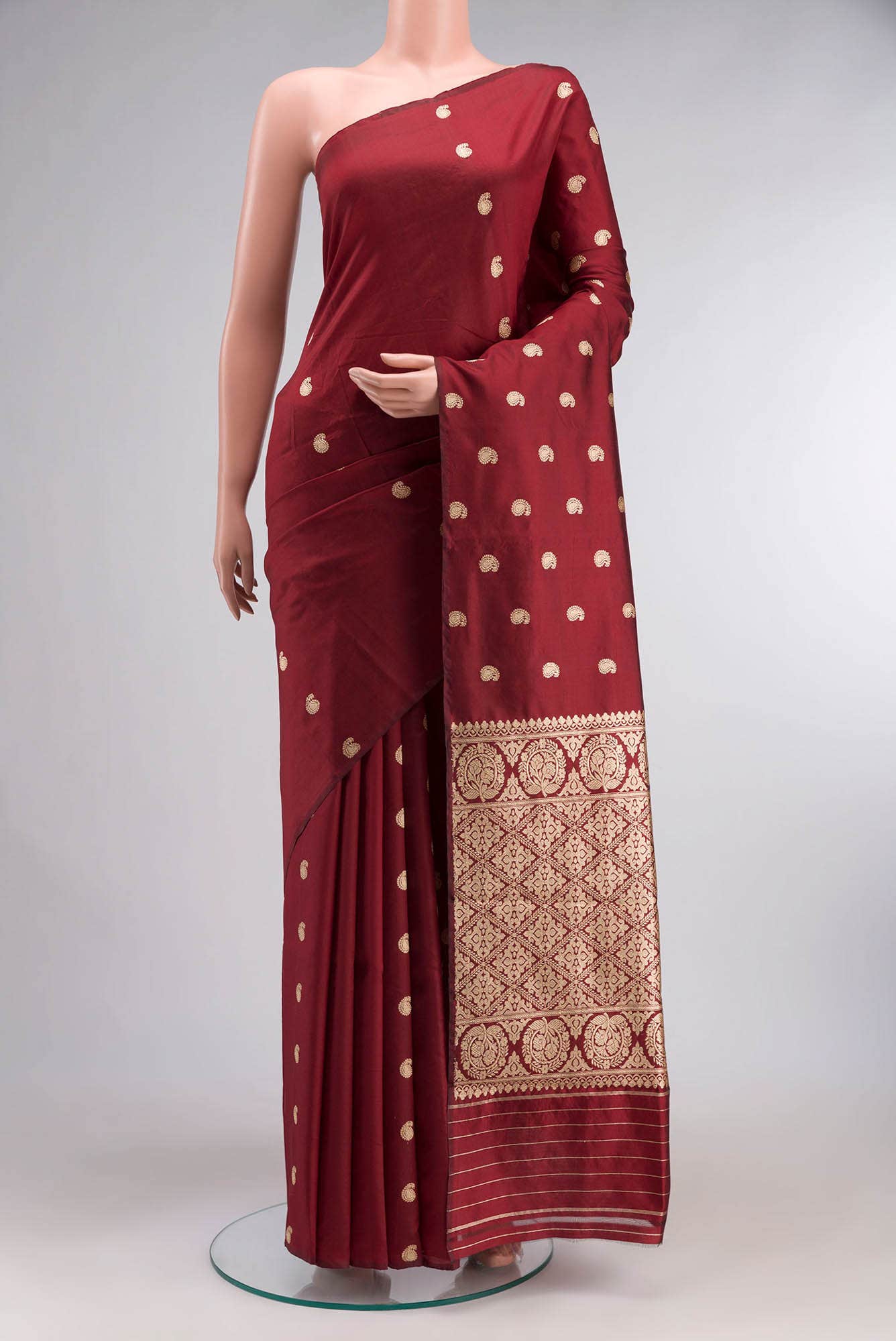 Maroon Banarasi Katan Silk Saree
