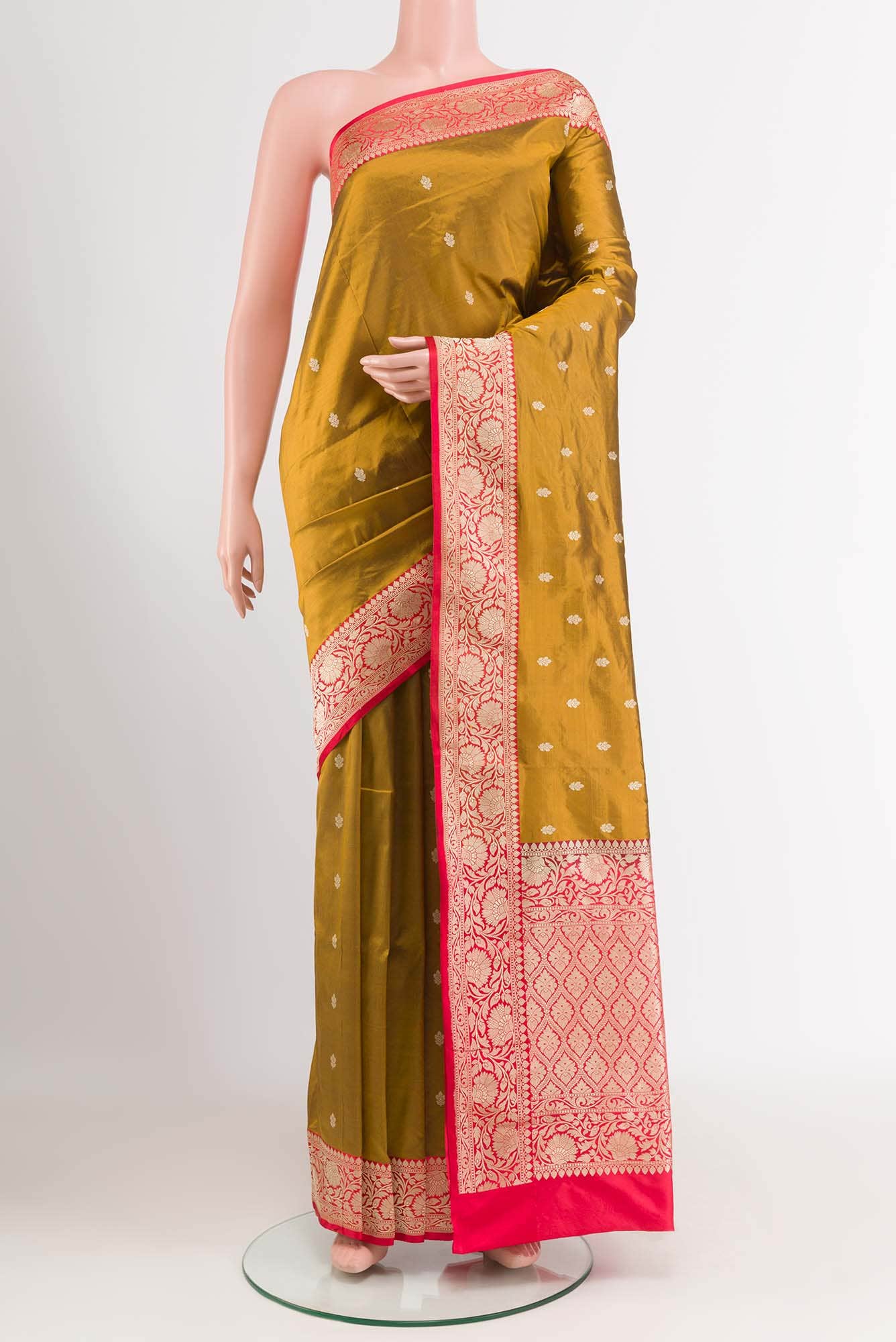Mehandi Green Banarasi Katan Silk Saree