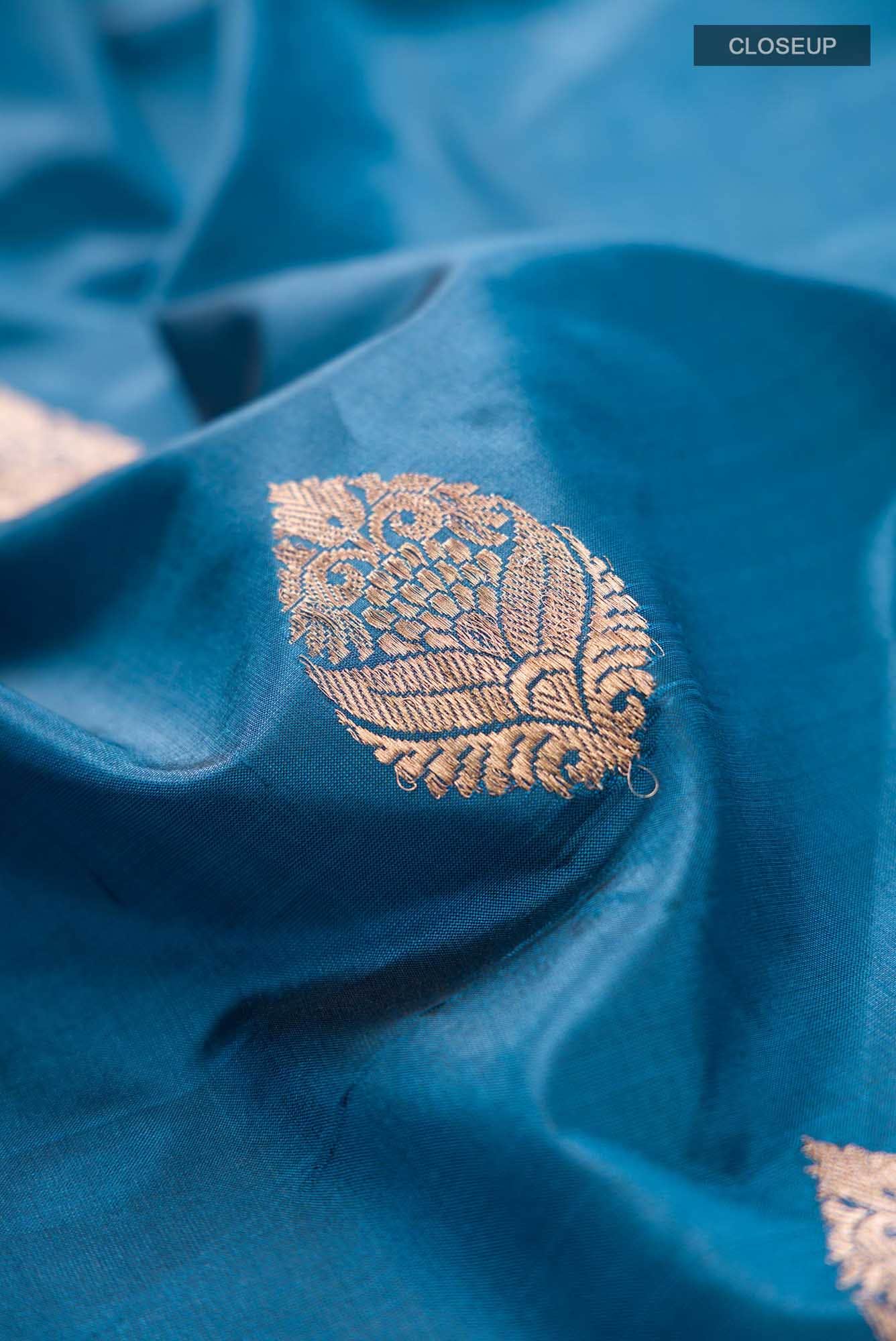 Blue Banarasi Katan Silk Saree