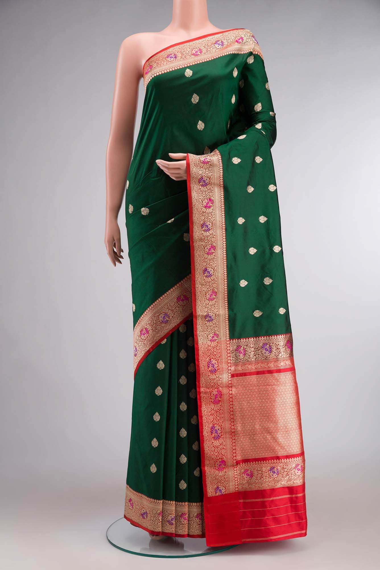 Green Banarasi Katan Silk Saree