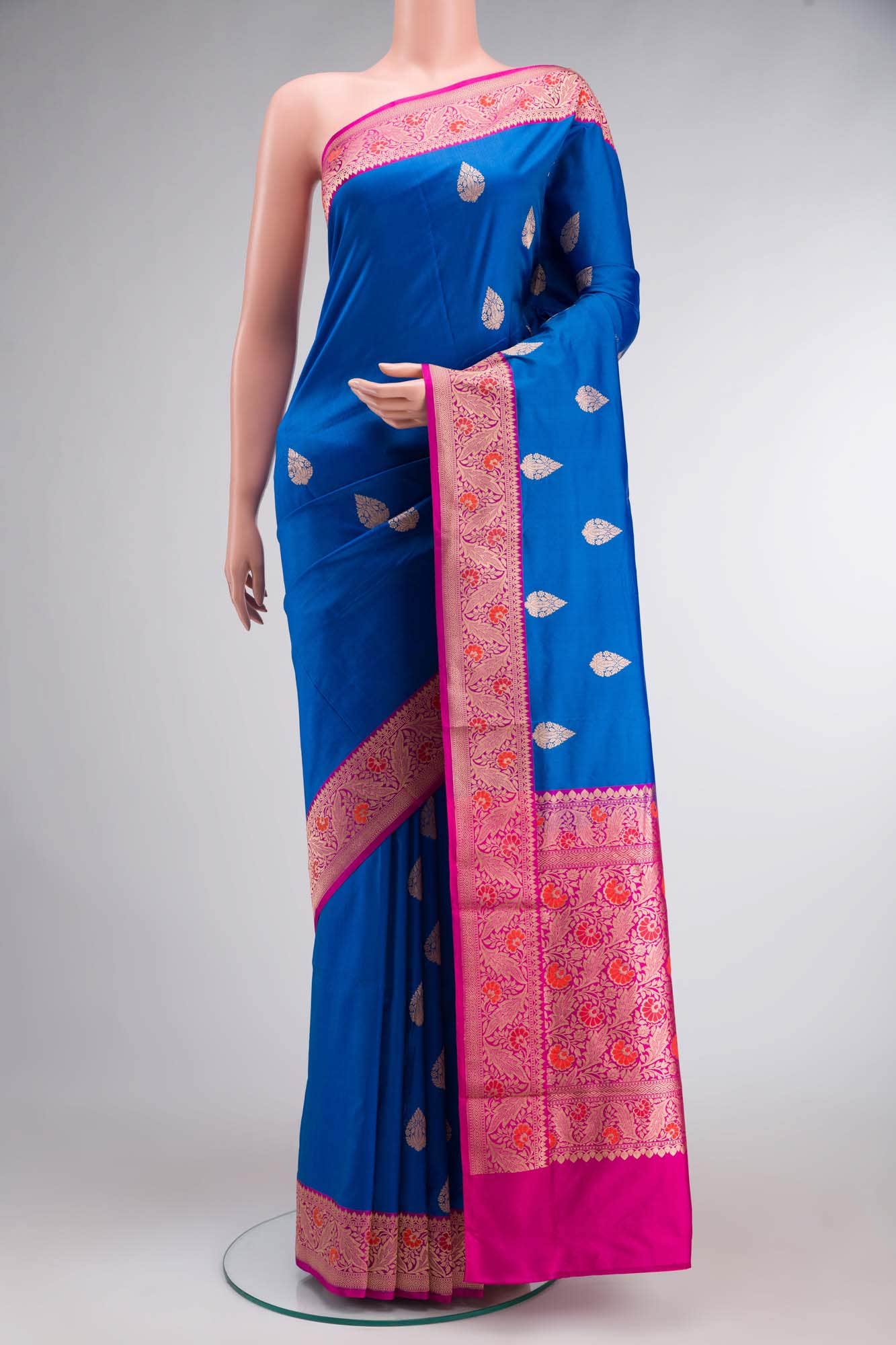 Blue Banarasi Katan Silk Saree