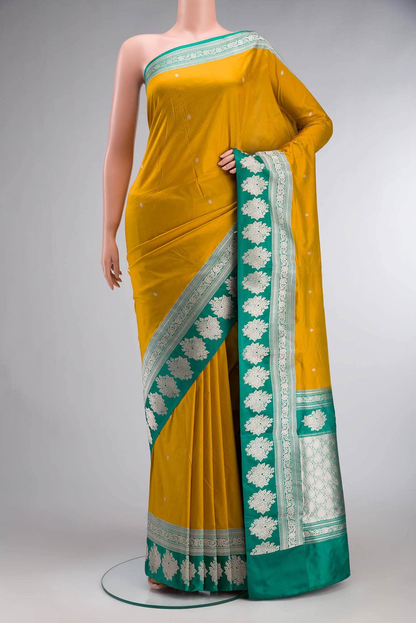 Yellow Banarasi Katan Silk Saree