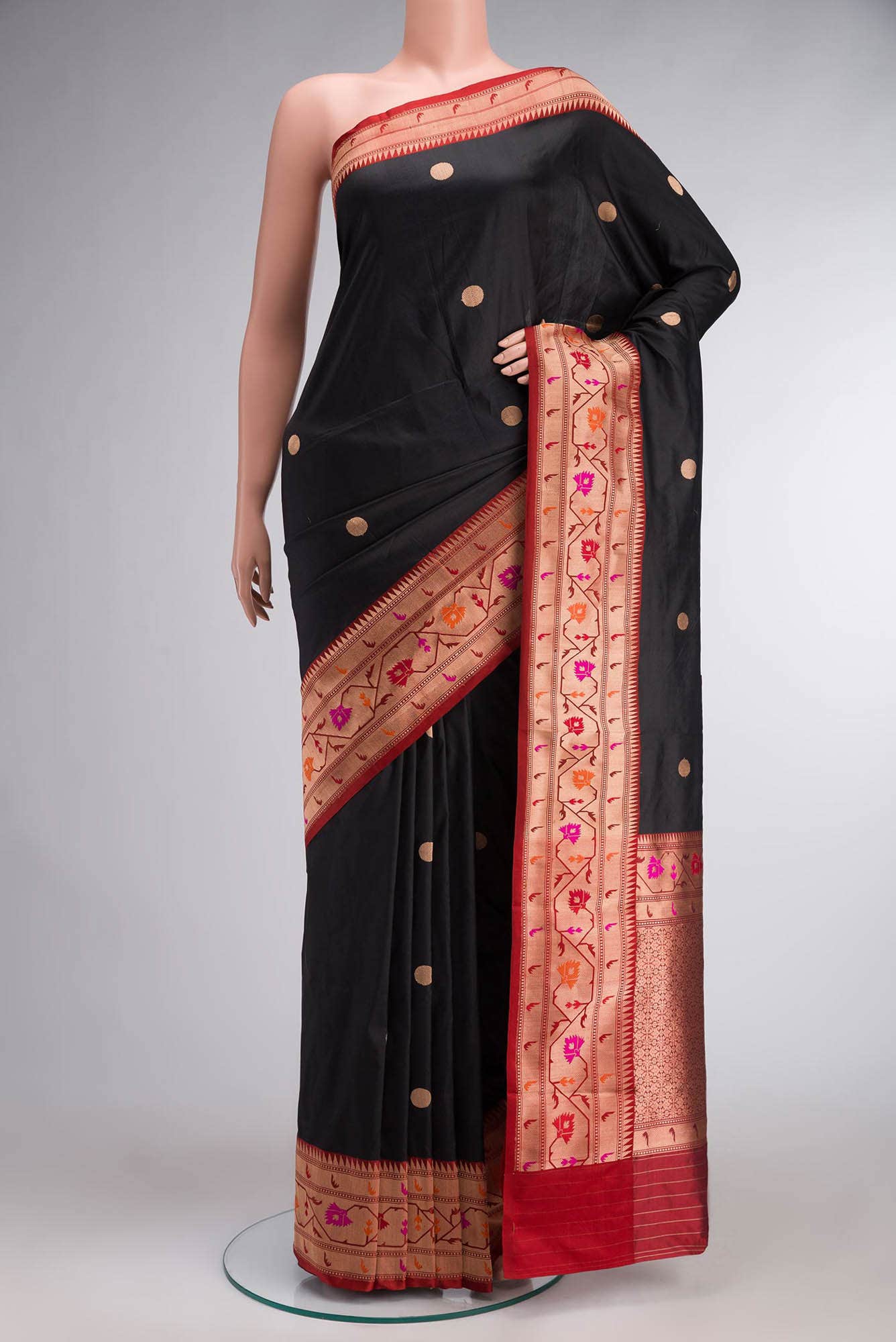 Black Banarasi Katan Silk Saree
