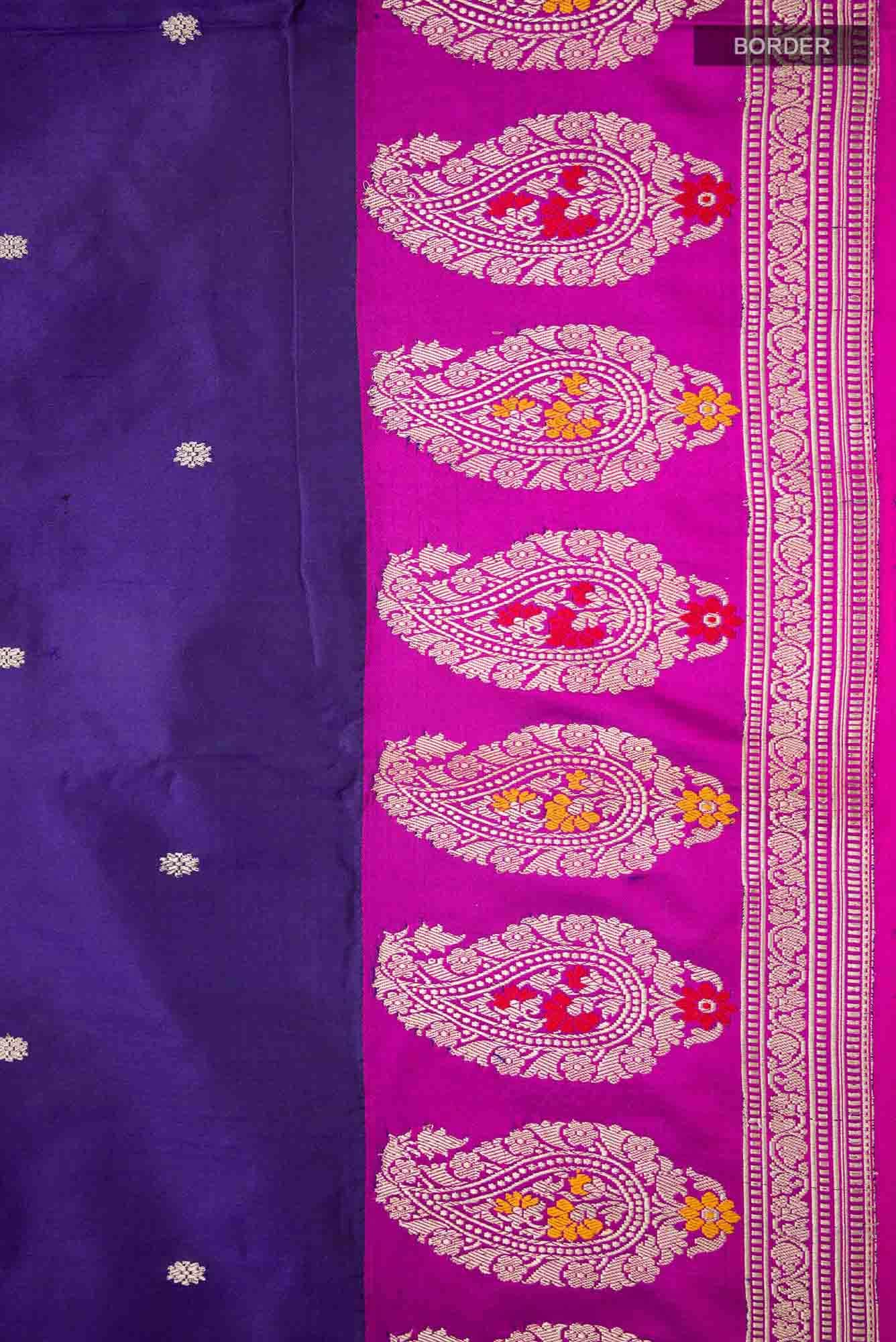 Navy Blue Banarasi Katan Silk Saree