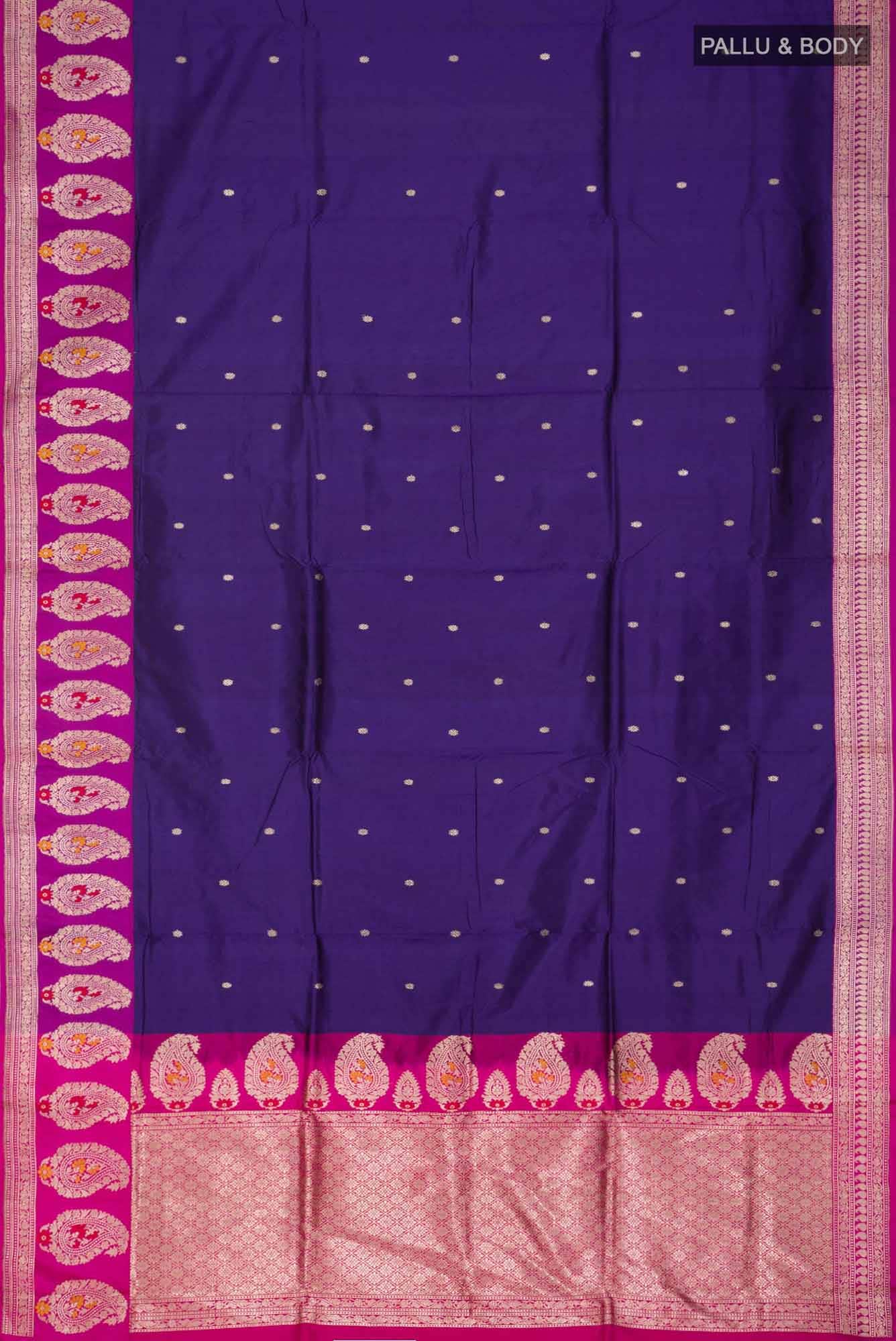 Navy Blue Banarasi Katan Silk Saree