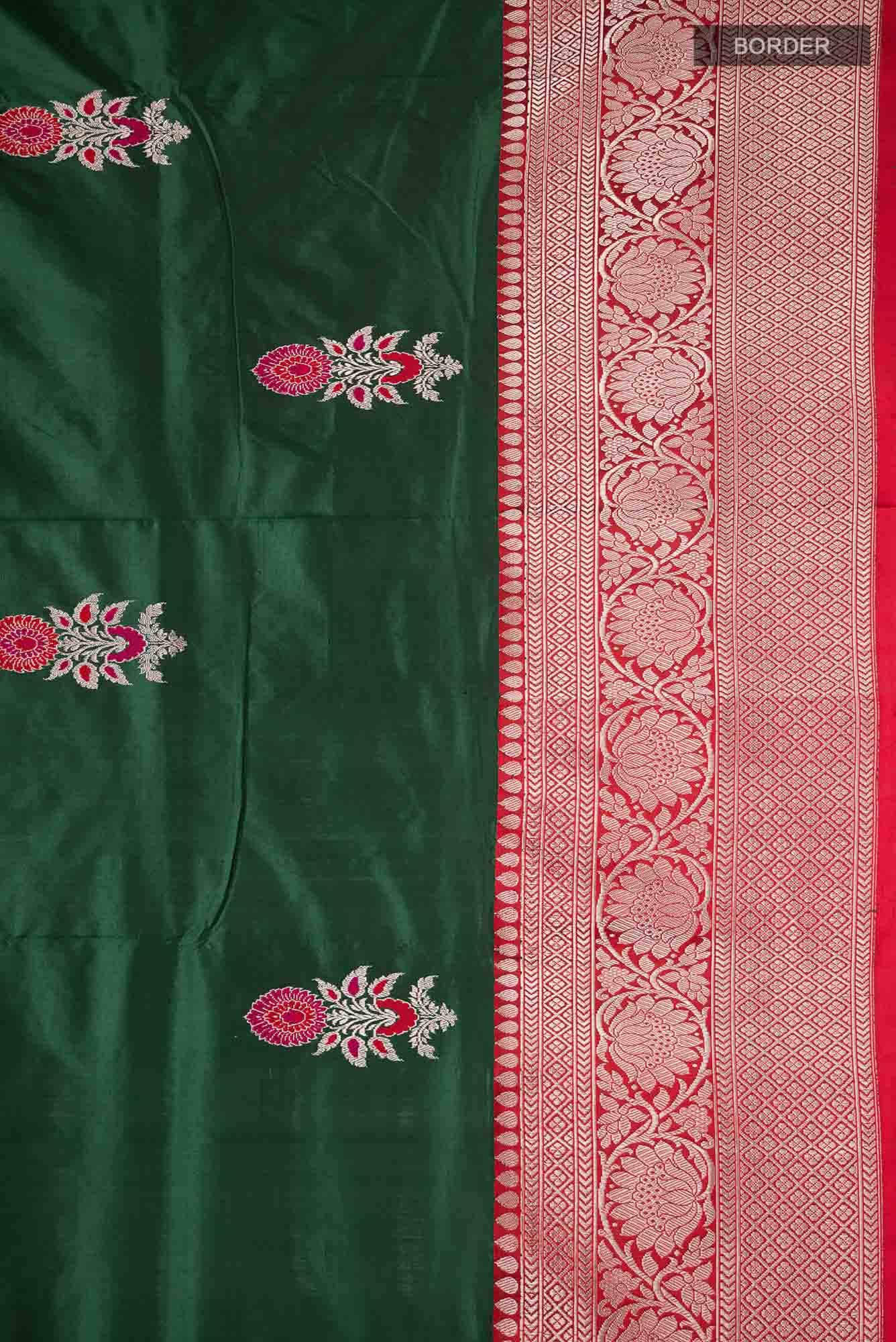 Green Banarasi Katan Silk Saree