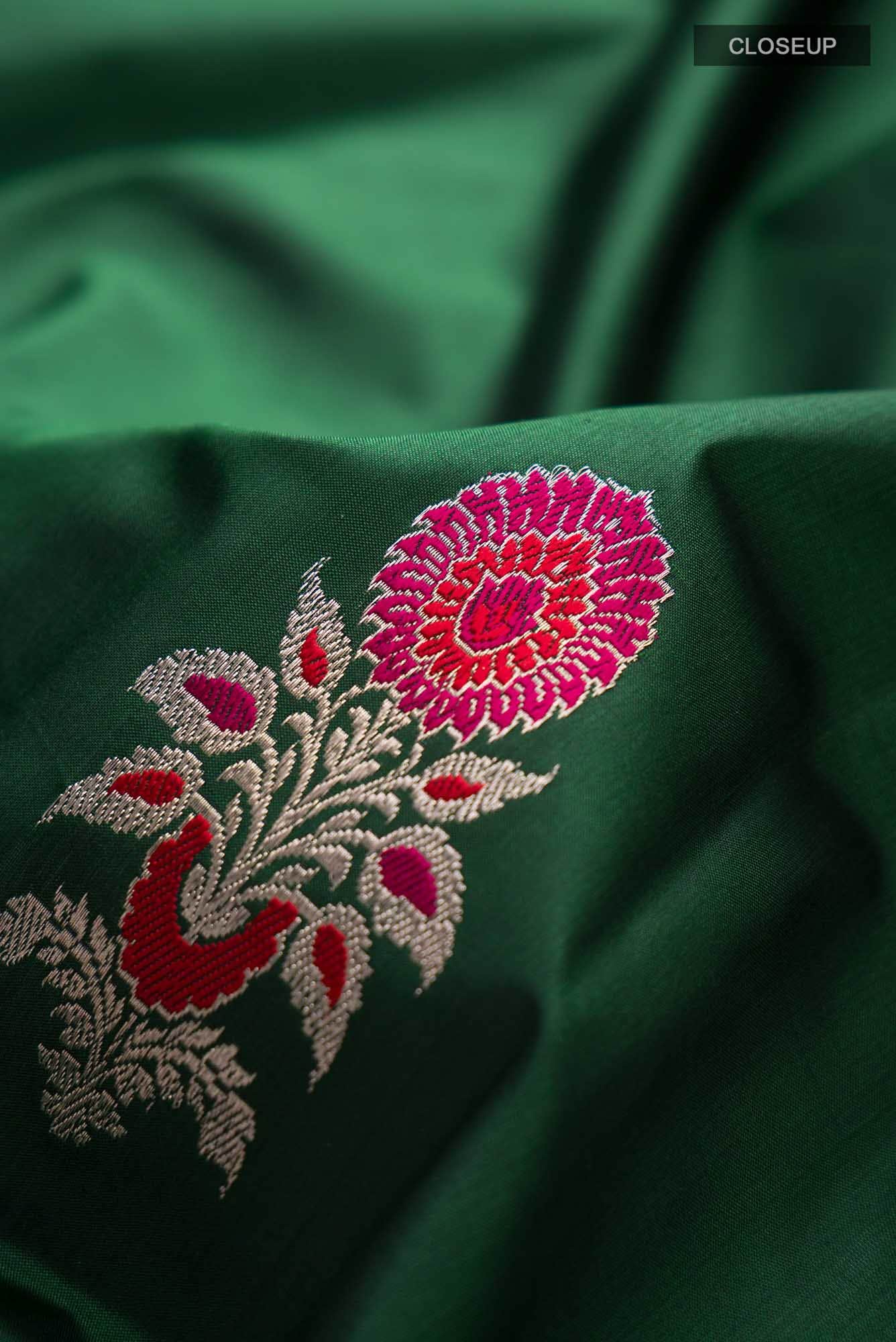 Green Banarasi Katan Silk Saree