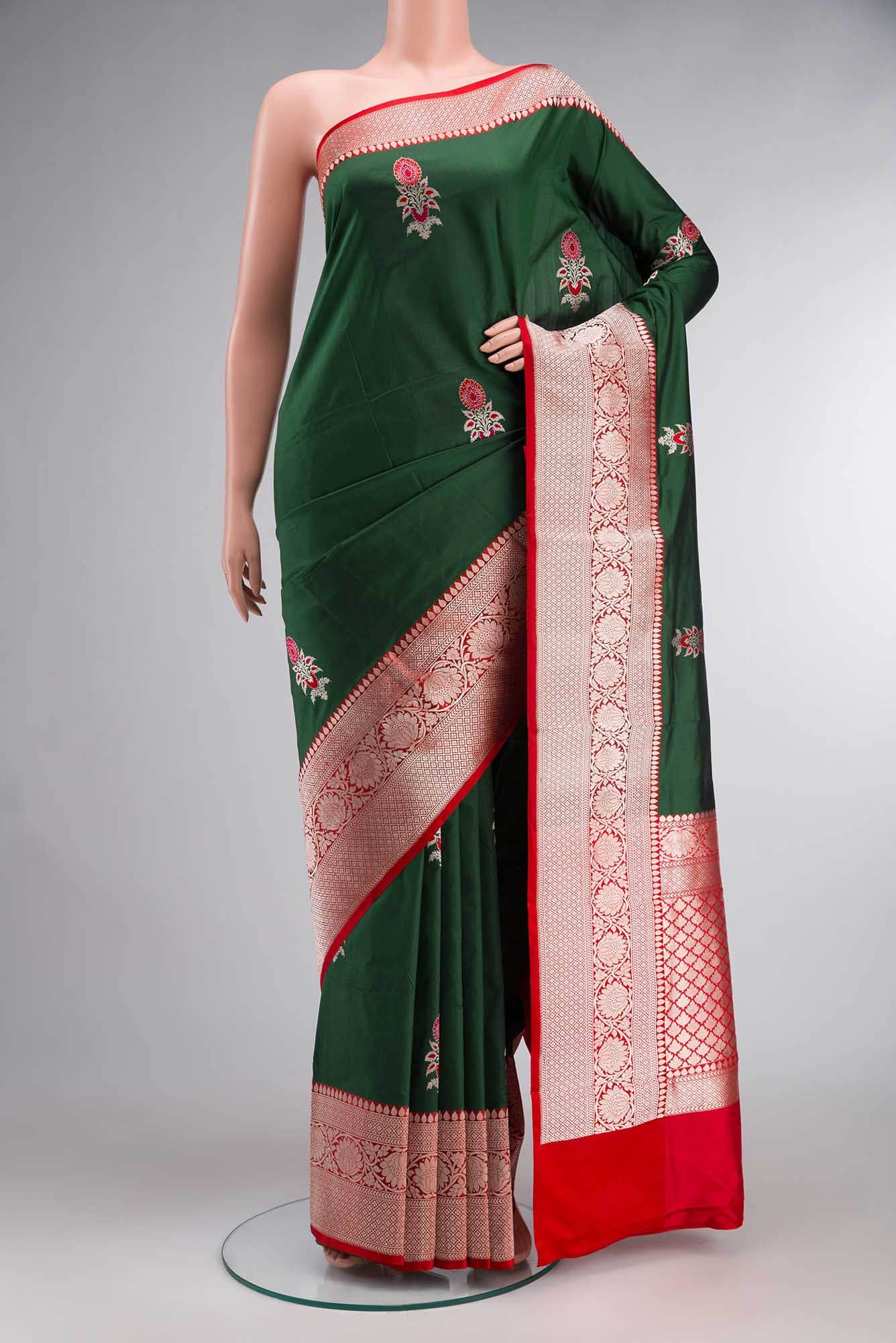 Green Banarasi Katan Silk Saree
