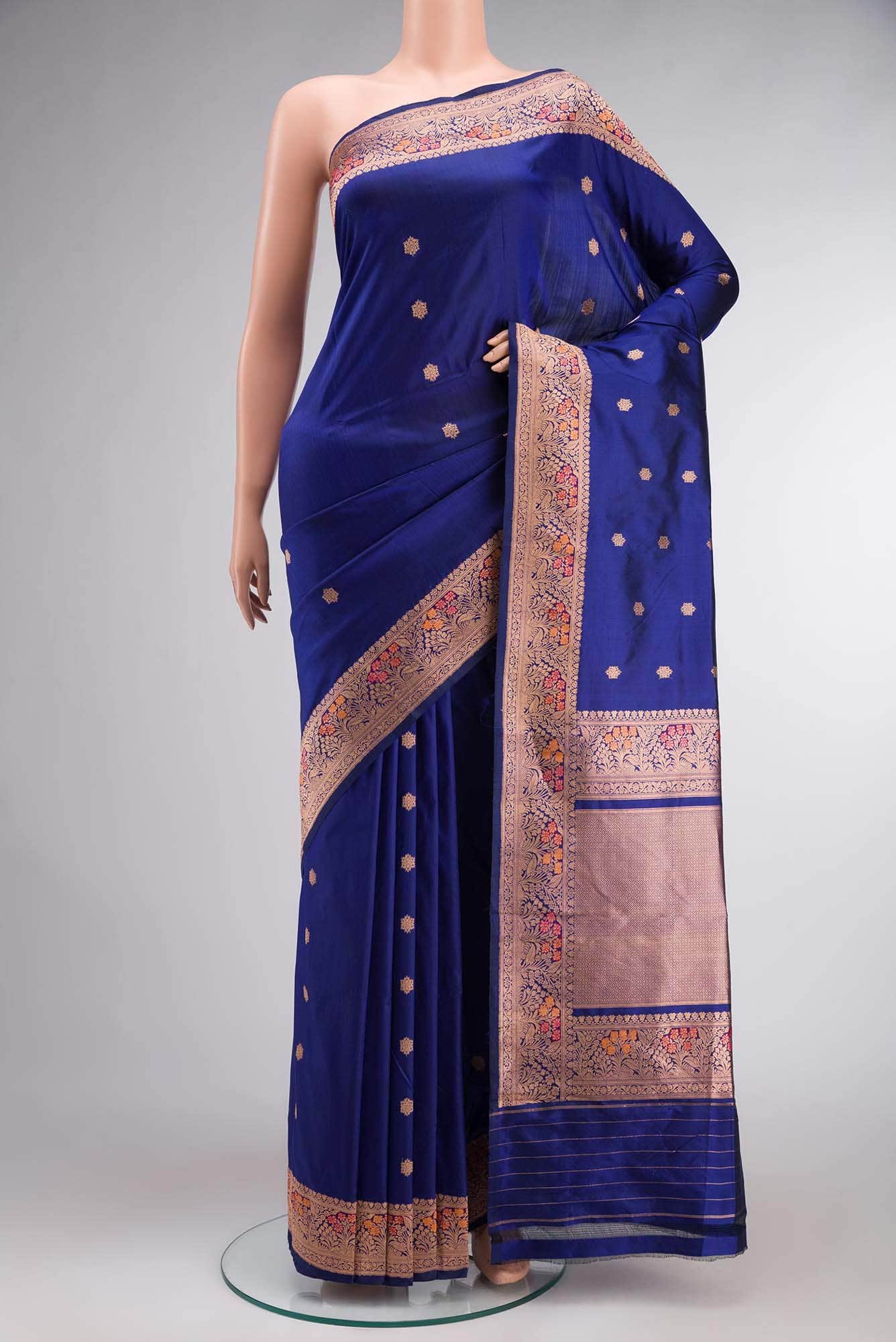 Blue Banarasi Katan Silk Saree