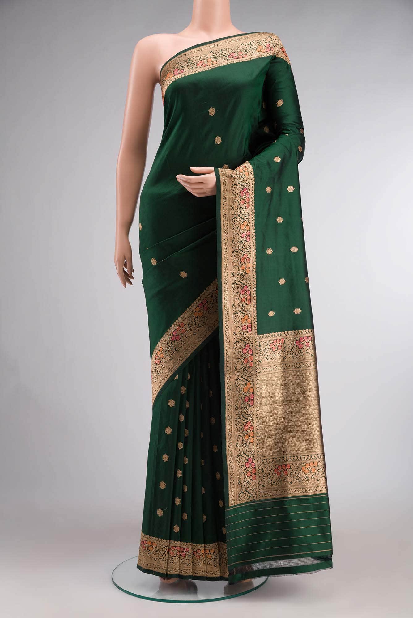 Green Banarasi Katan Silk Saree