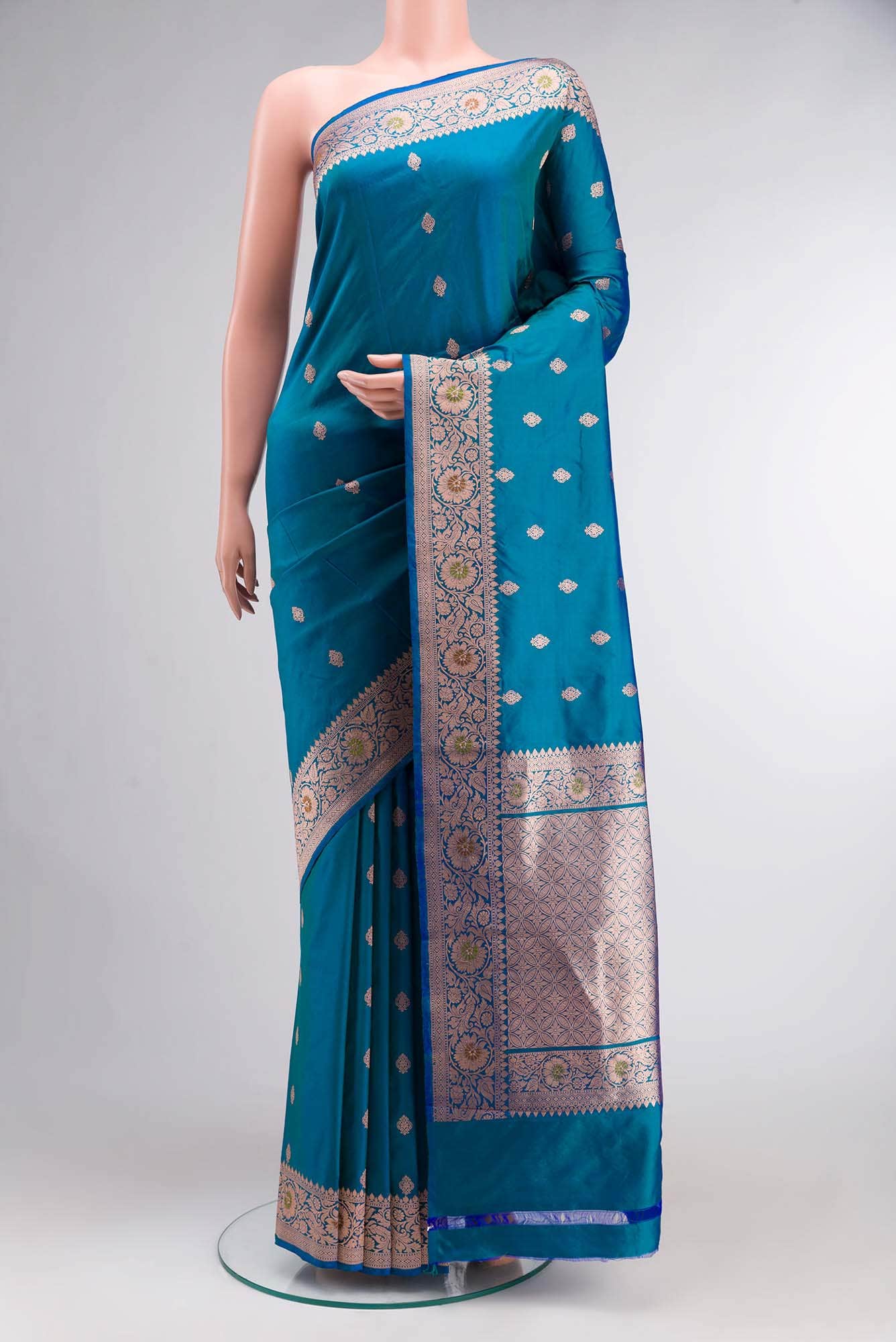 Blue Banarasi Katan Silk Saree