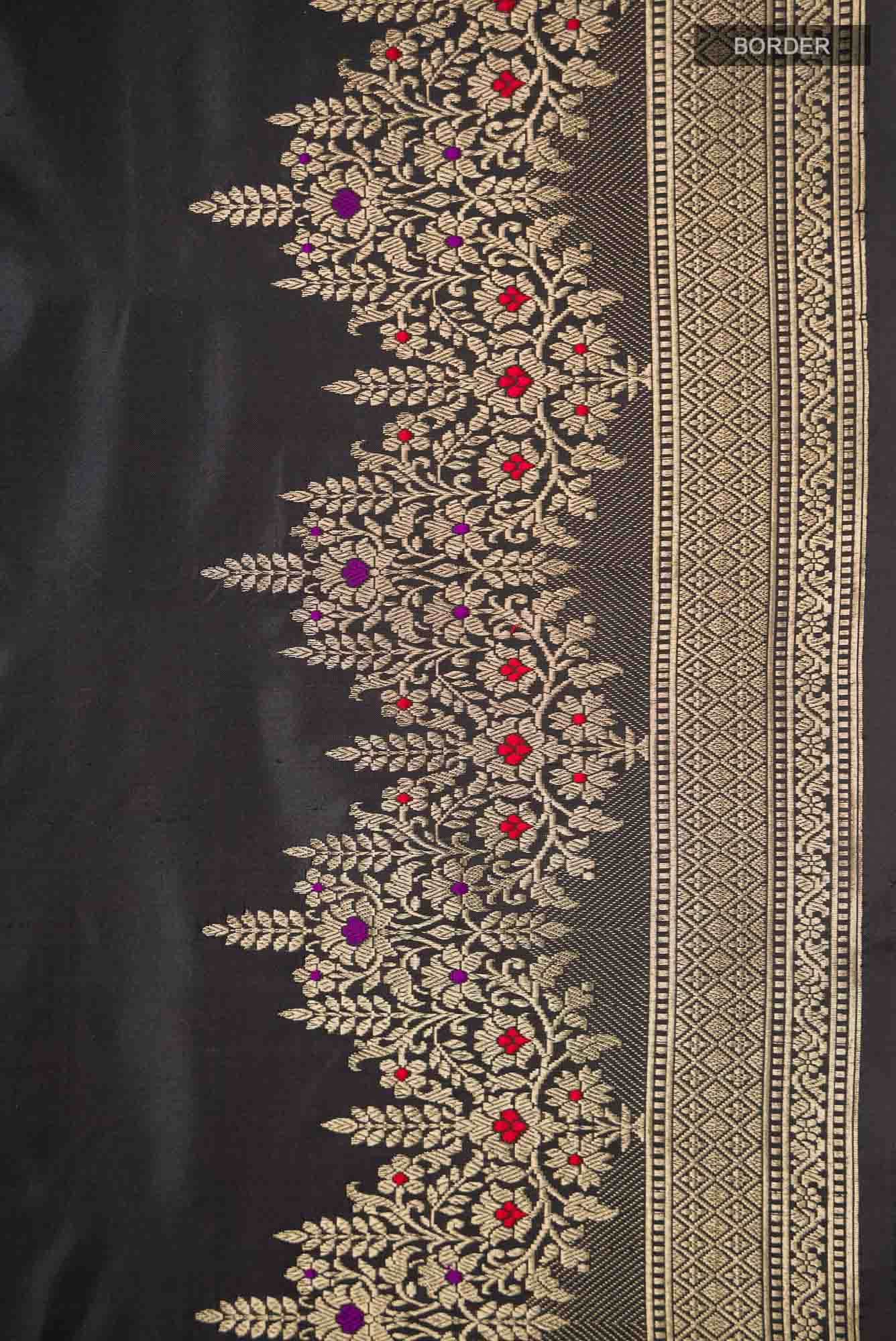 Black Banarasi Katan Silk Saree