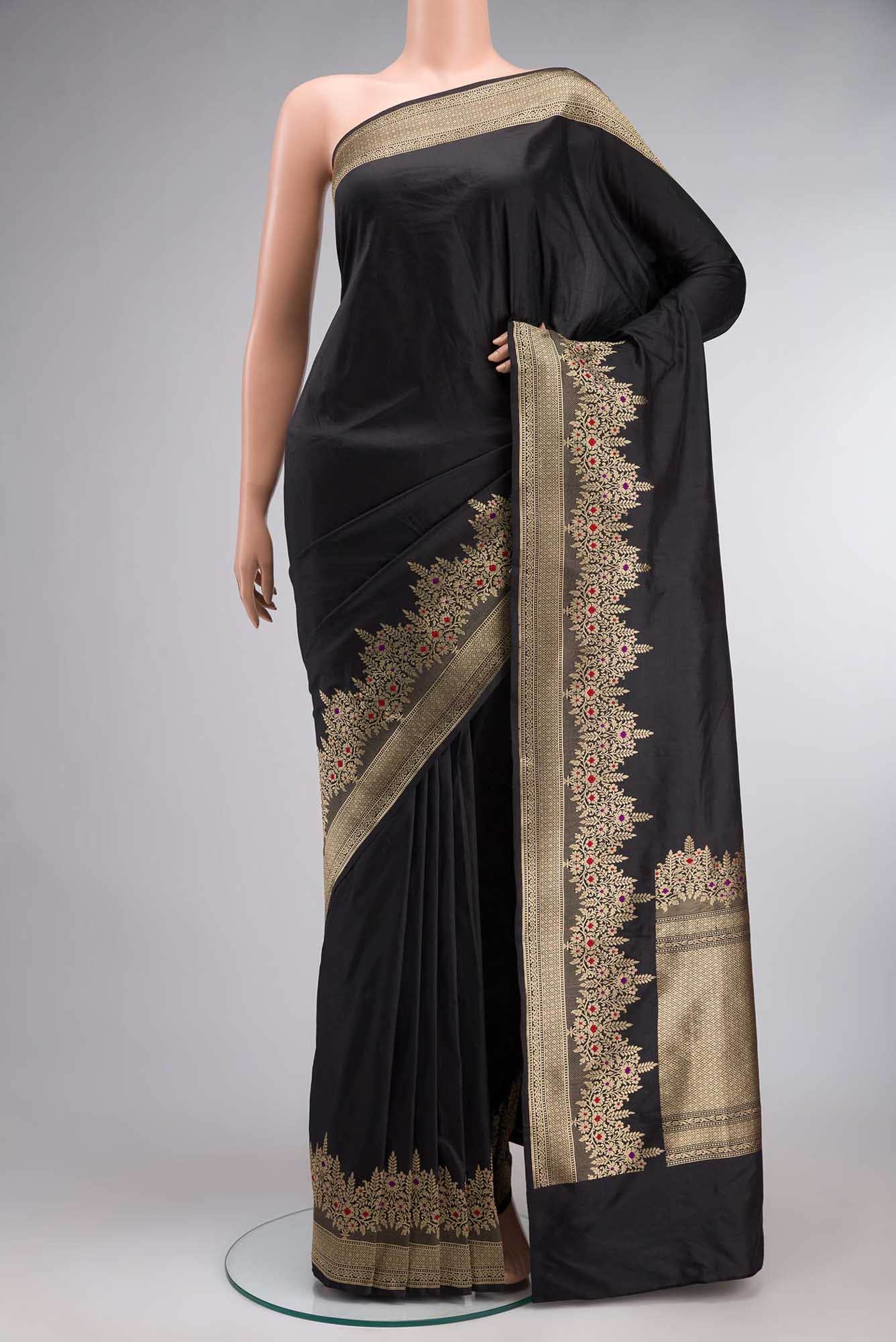 Black Banarasi Katan Silk Saree