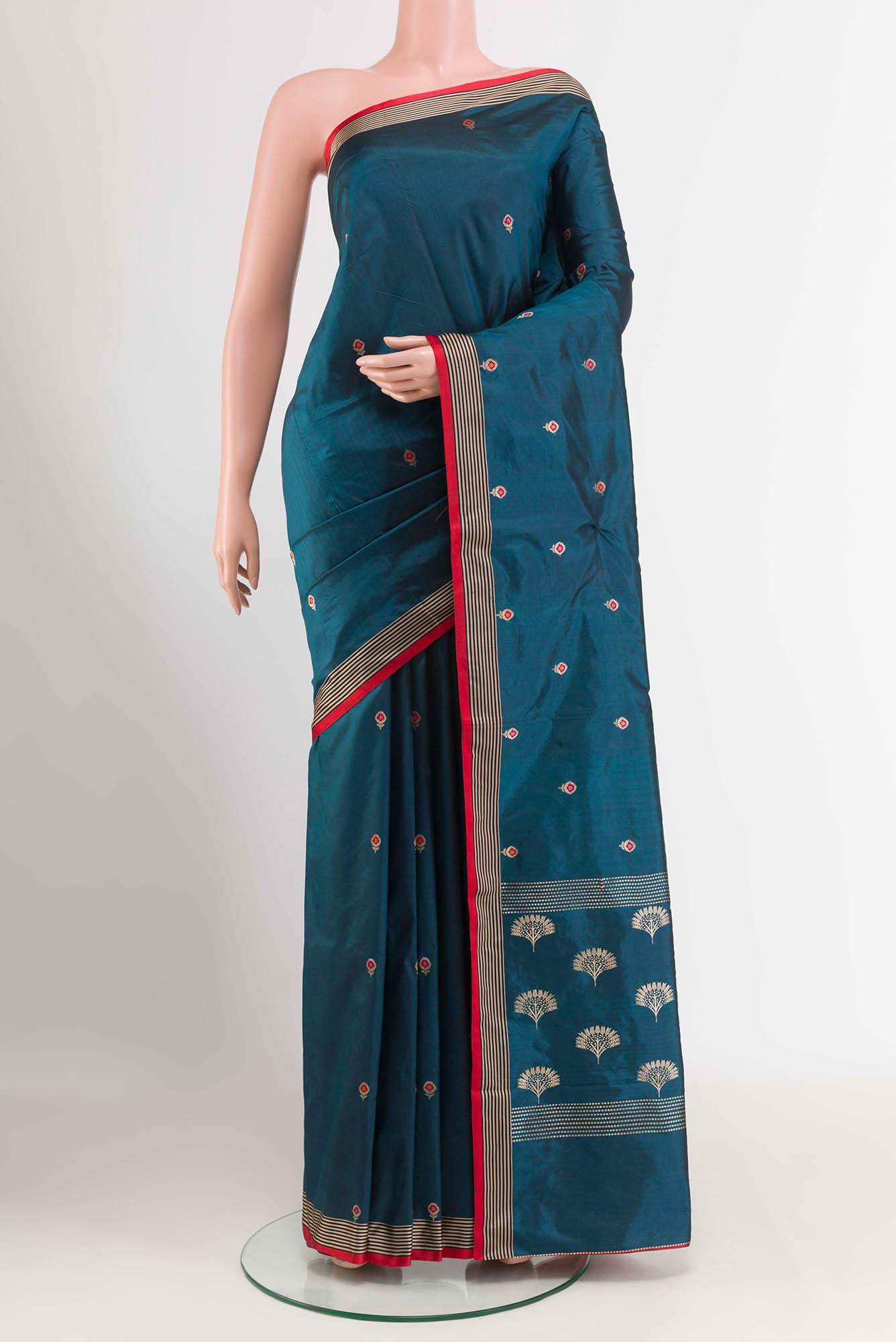 Blue Banarasi Katan Silk Saree