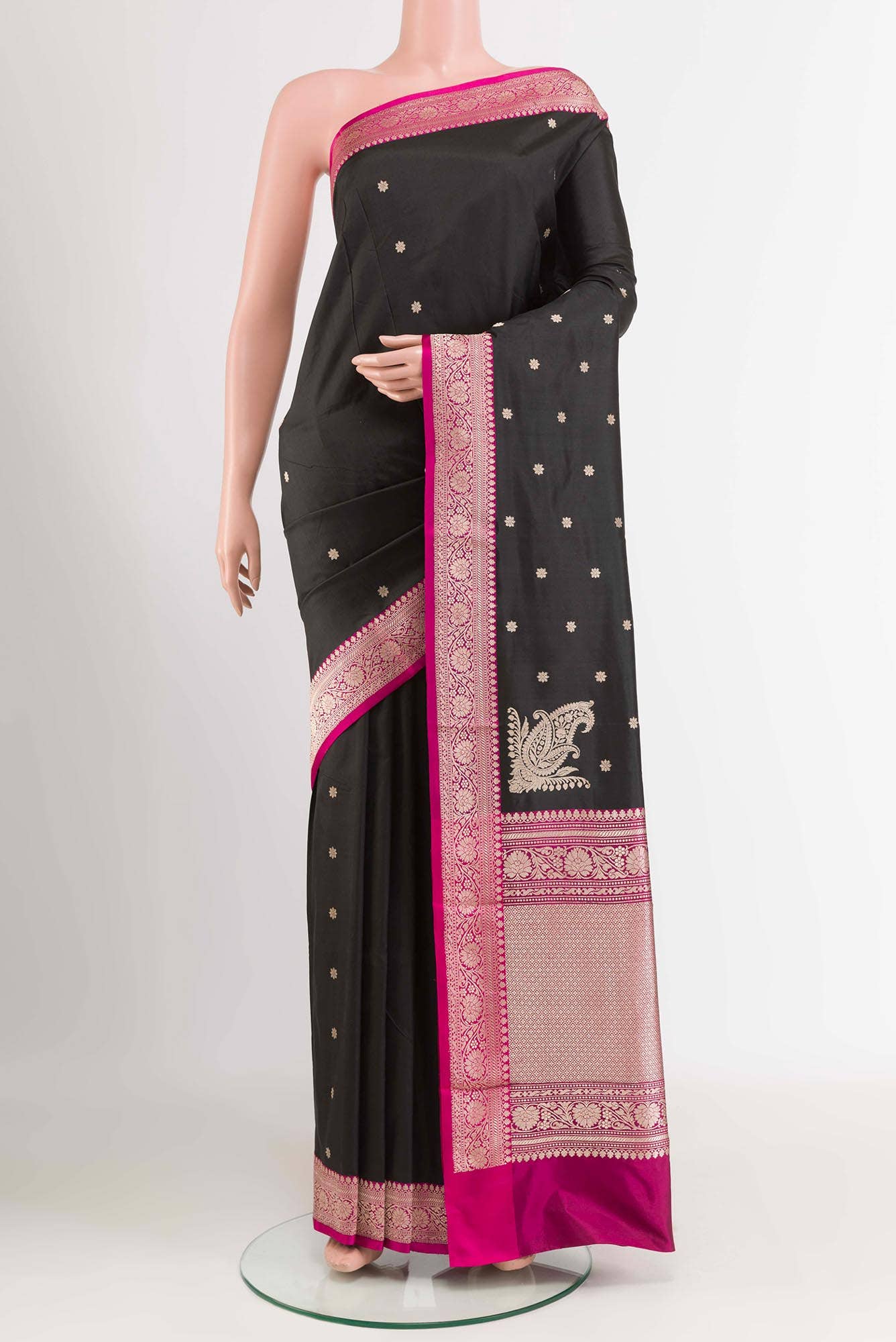 Black Banarasi Katan Silk Saree