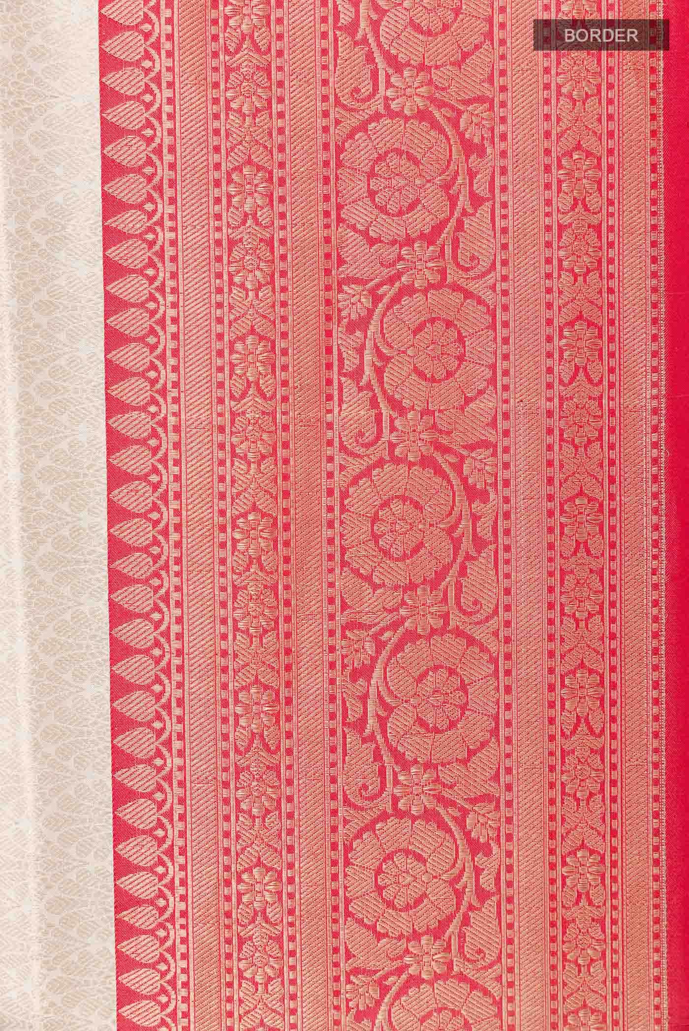 Off White Banarasi Silk Saree