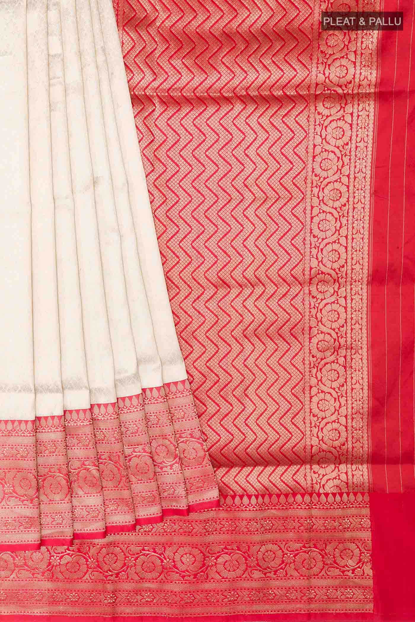 Off White Banarasi Silk Saree