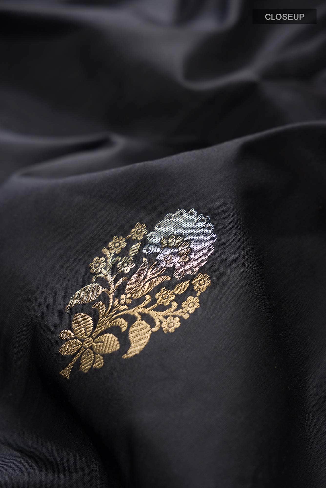 Black Banarasi Katan Silk Saree