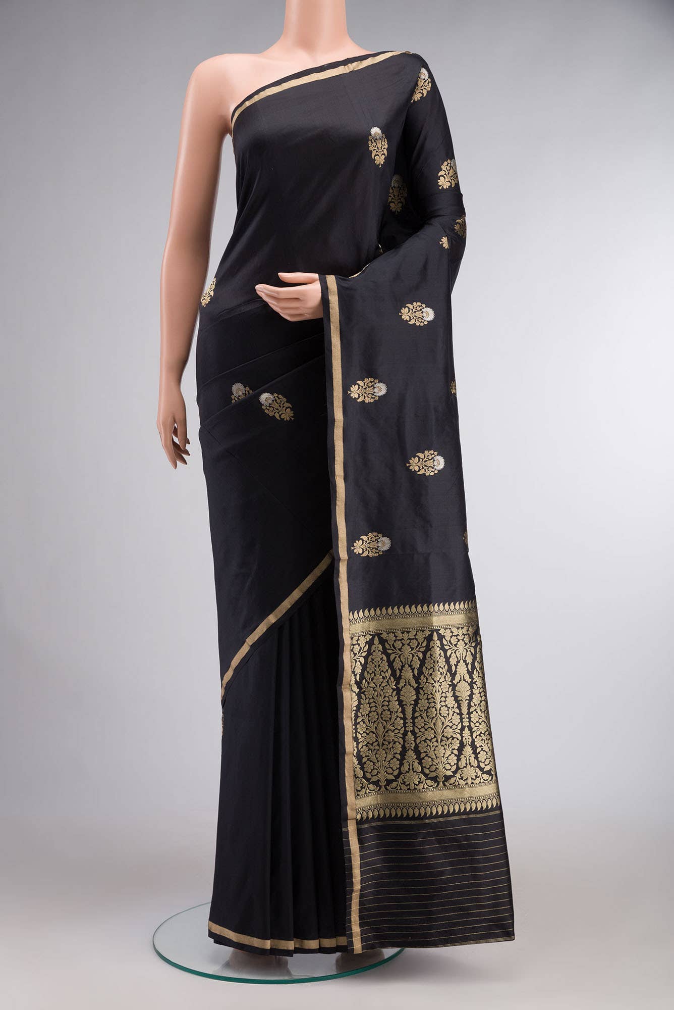 Black Banarasi Katan Silk Saree