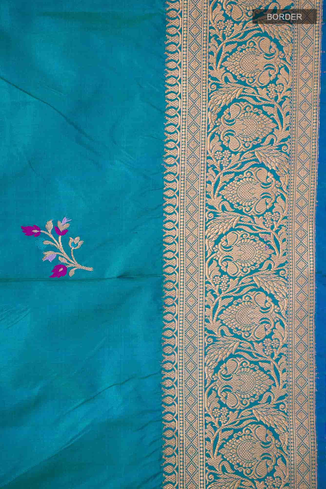 Blue Banarasi Katan Silk Saree