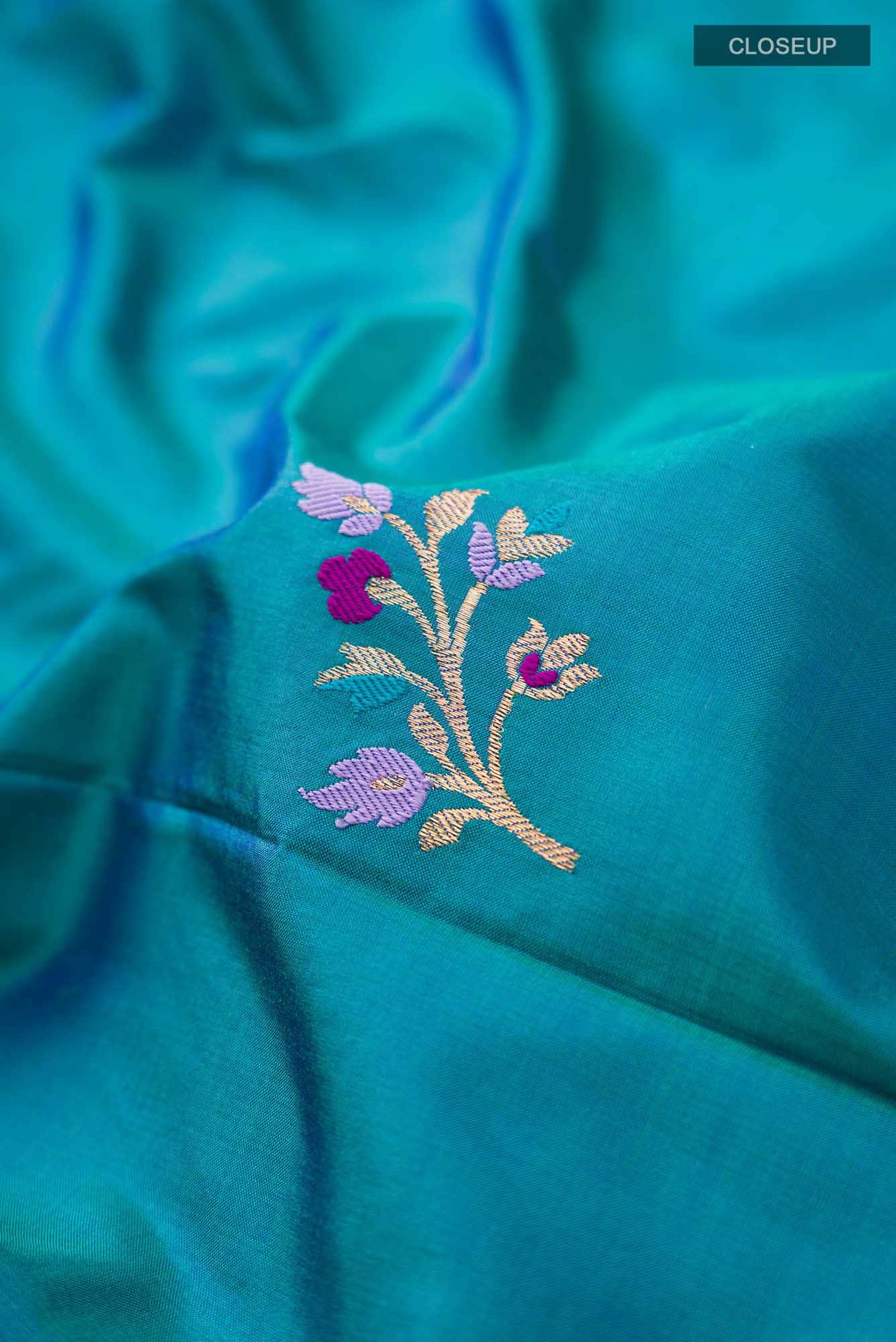 Blue Banarasi Katan Silk Saree
