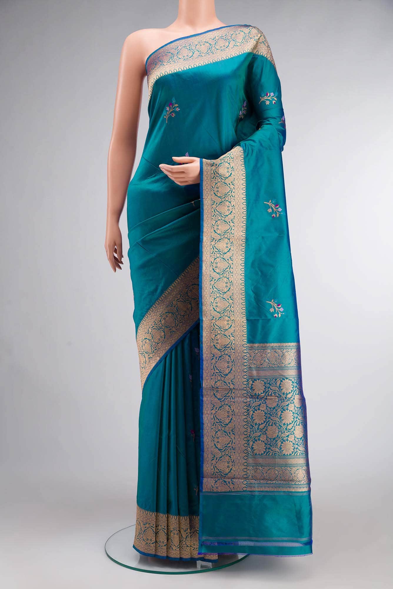 Blue Banarasi Katan Silk Saree