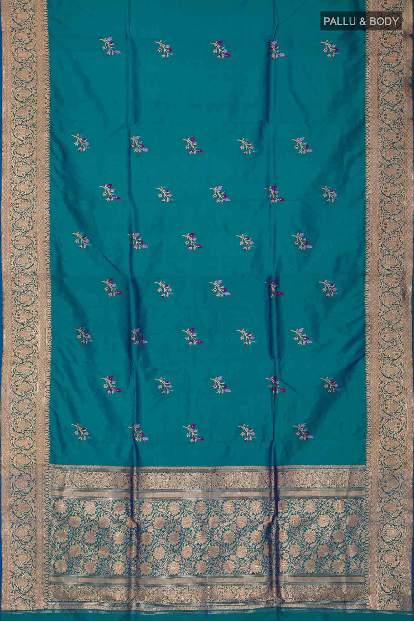Blue Banarasi Katan Silk Saree